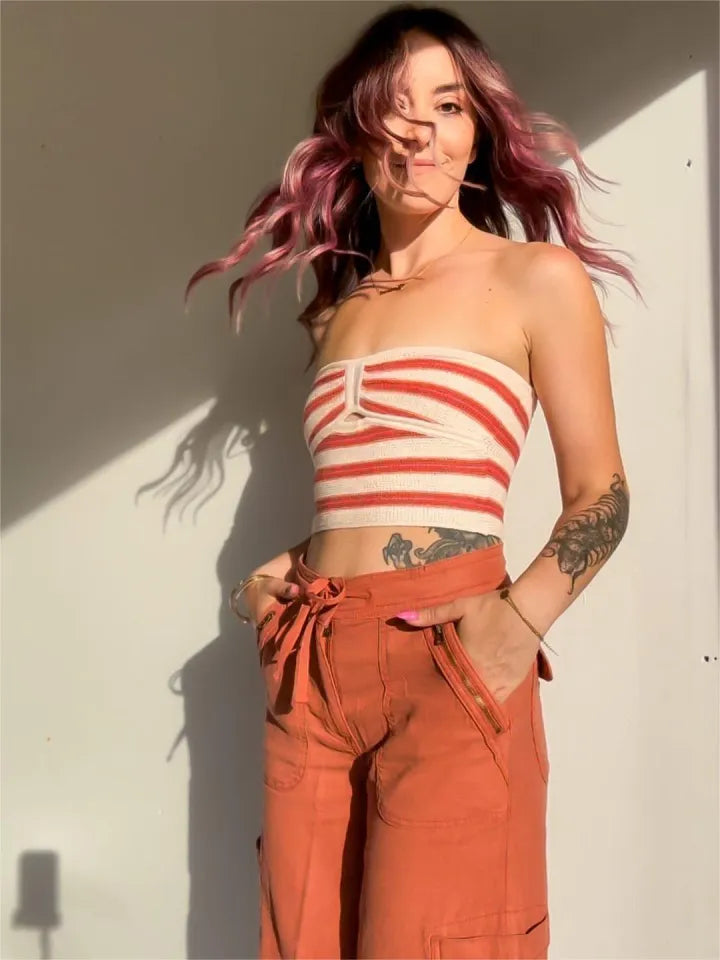 Linen Cargo Pants With Side Pockets