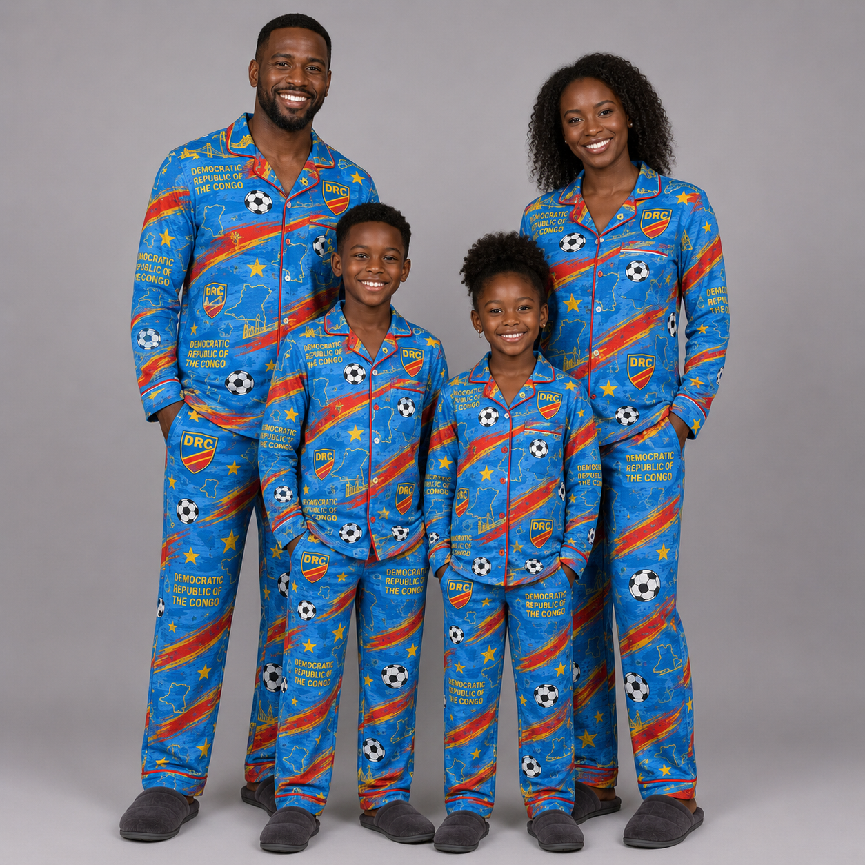 World Cup 2026 Democratic Republic Of The Congo Football Themed All Over Printed Matching Pajama Set