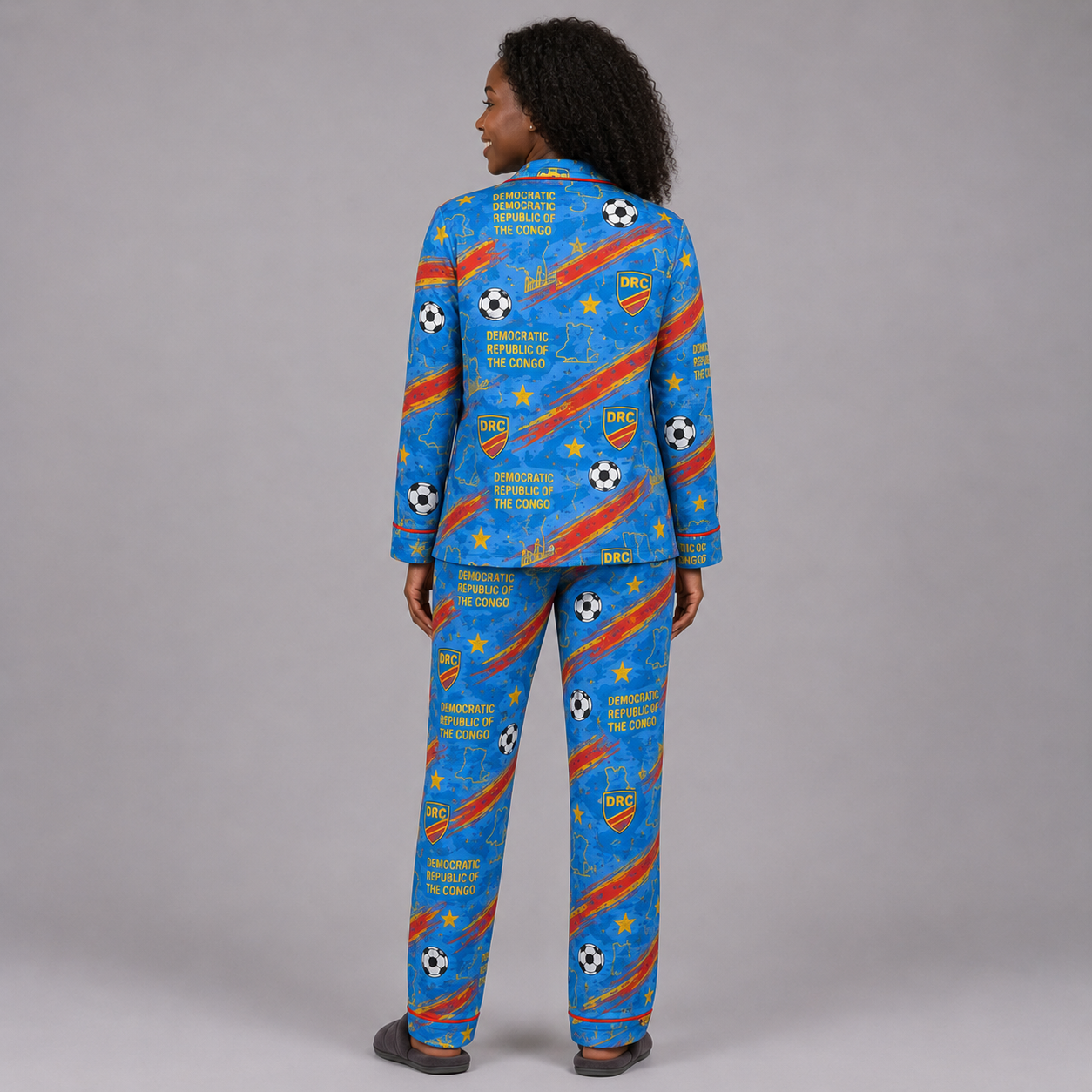World Cup 2026 Democratic Republic Of The Congo Football Themed All Over Printed Matching Pajama Set