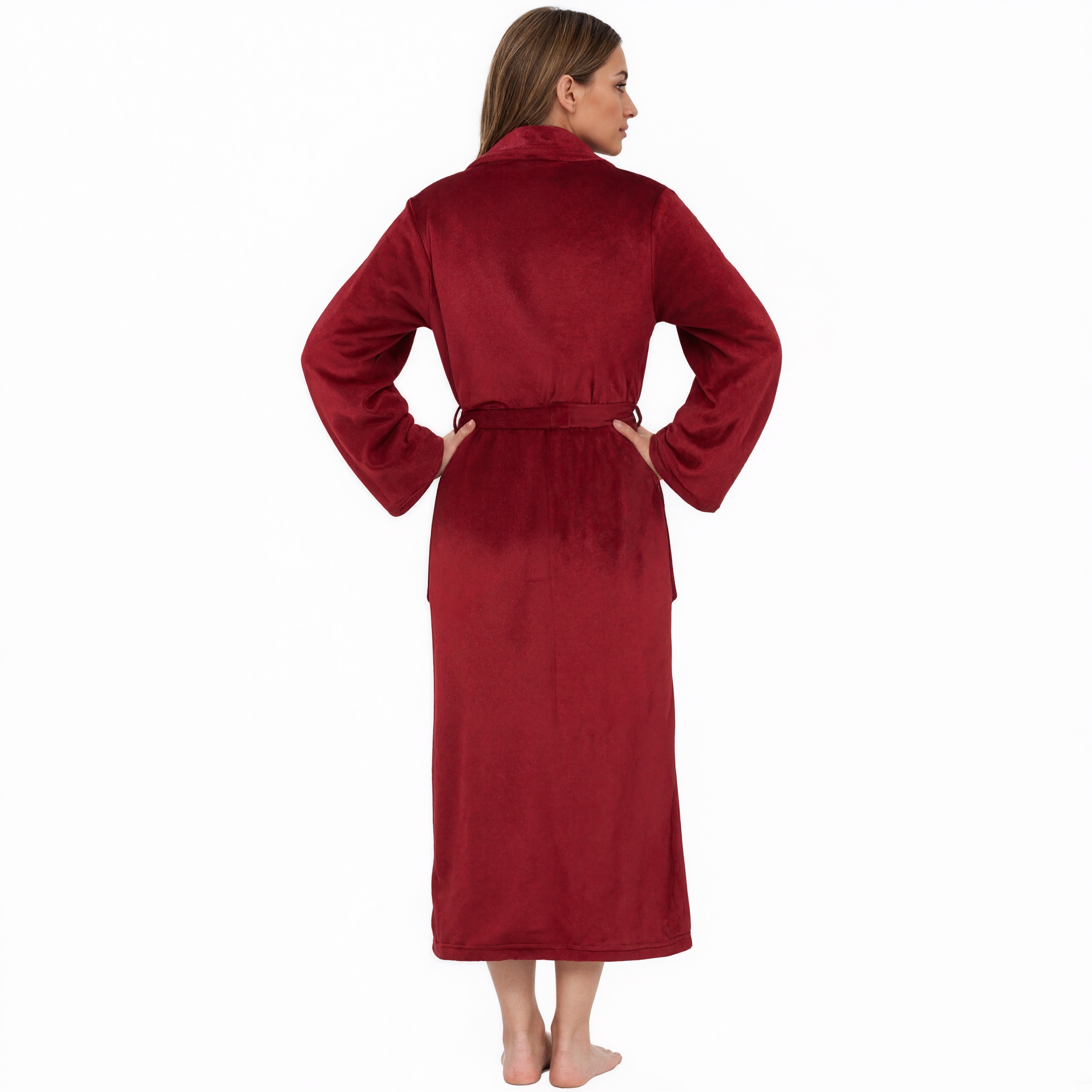 Soft Plush Fleece Long Bathrobe For Women Home Wear