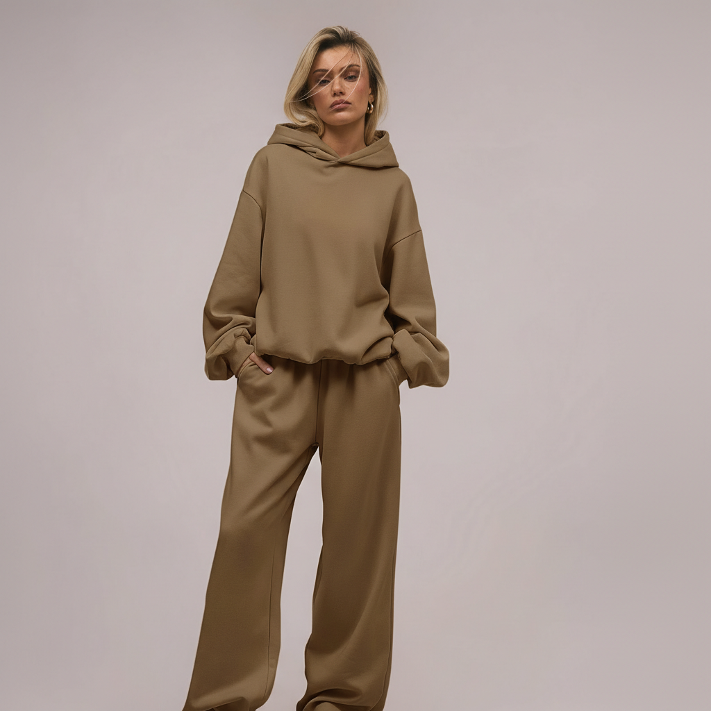 Two Piece Oversized Hoodie And Loose Fit Sweatpants Set With Pockets For Women