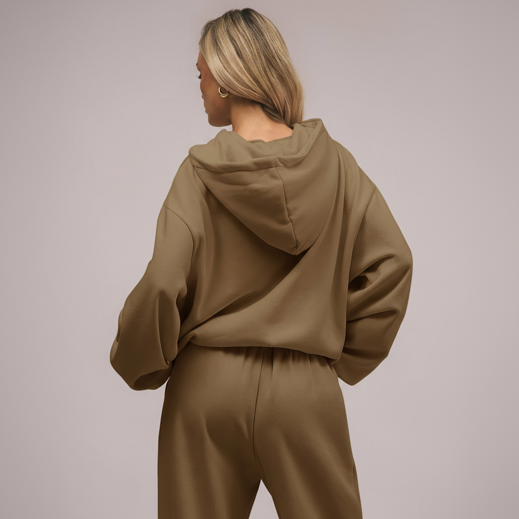 Two Piece Oversized Hoodie And Loose Fit Sweatpants Set With Pockets For Women