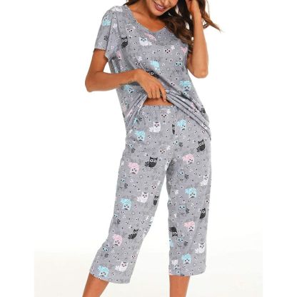 Sleepwear Tops With Capri Pants