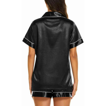 Short Sleeve Satin Top And Shorts Set