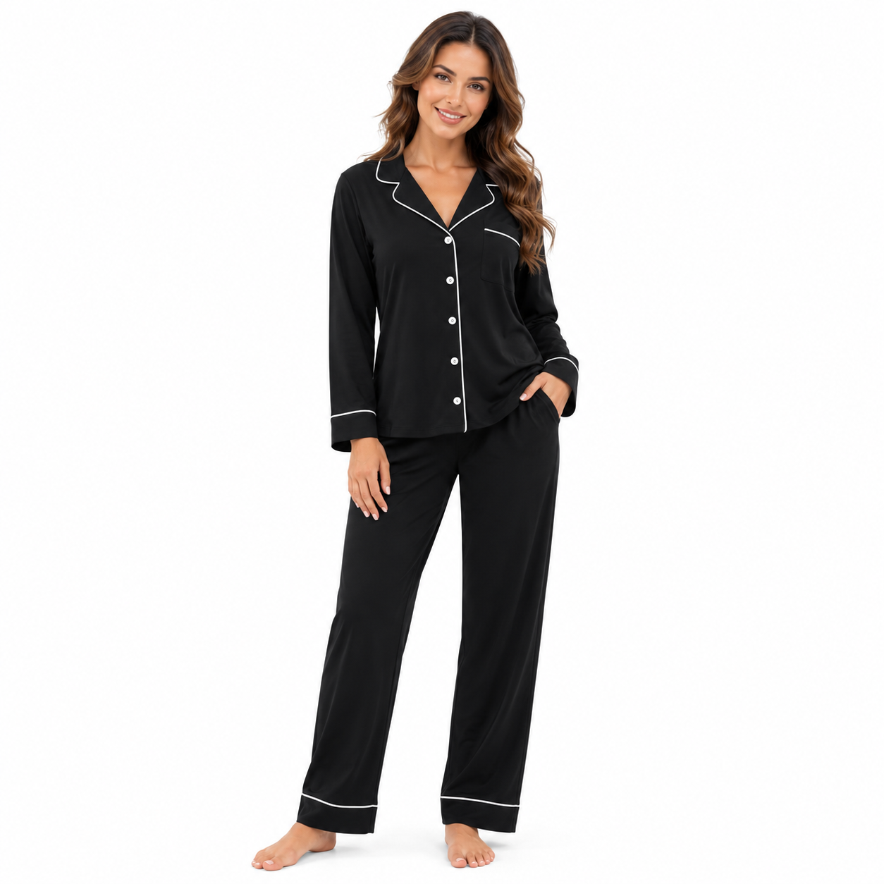 Women Bamboo Stretch Knit Long Sleeve Pajama Set