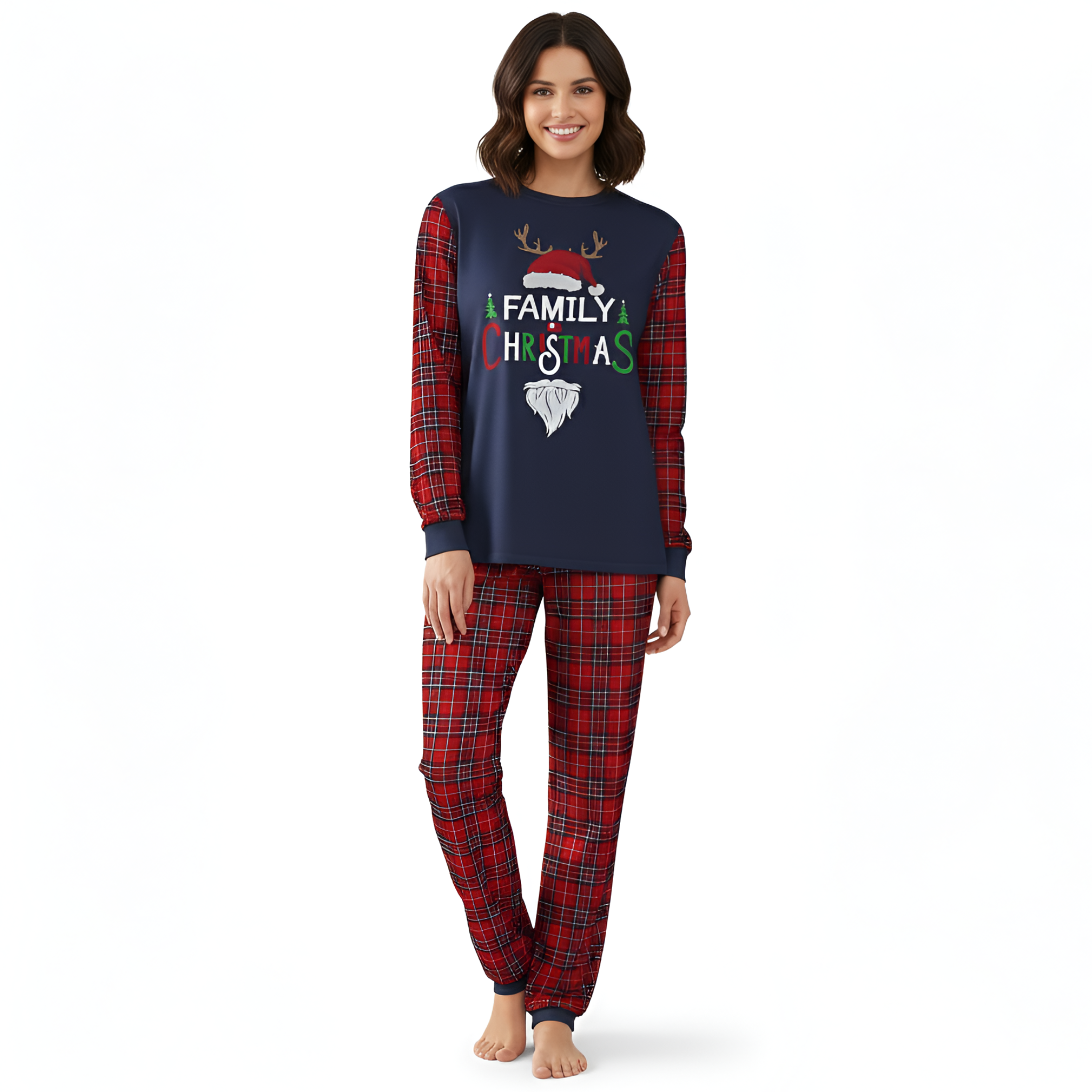 Family Christmas Santa and Reindeer Design Matching Pajama Sets
