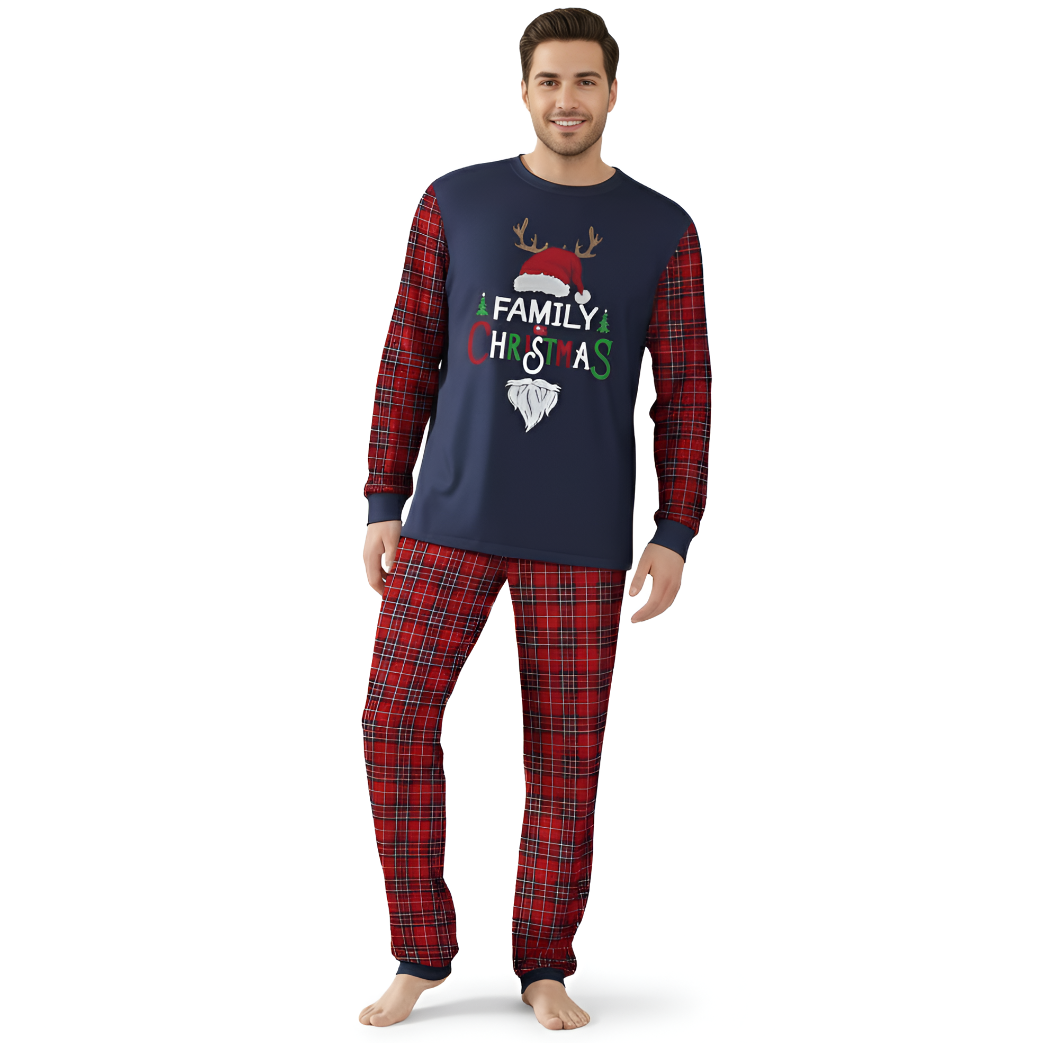 Family Christmas Santa and Reindeer Design Matching Pajama Sets
