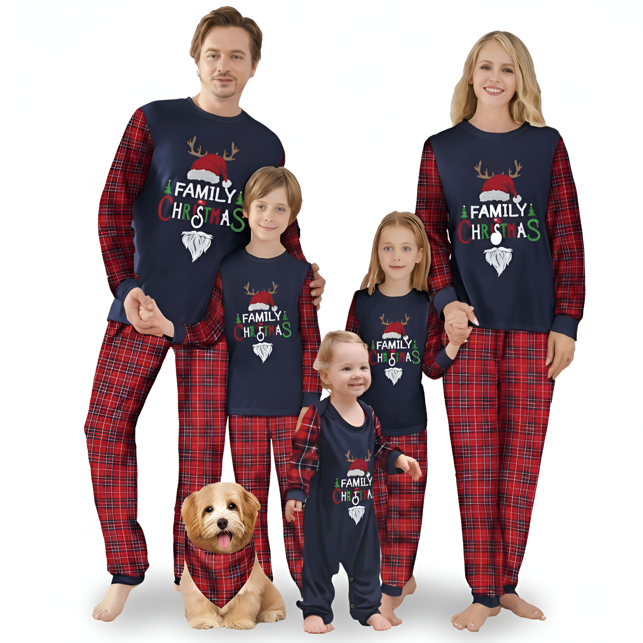 Family Christmas Santa and Reindeer Design Matching Pajama Sets