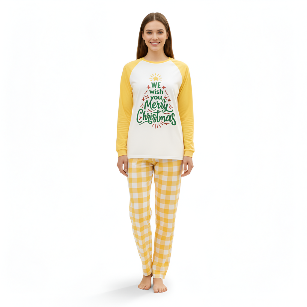 Festive Christmas Checkered All Over Print Family Matching Pajama Set
