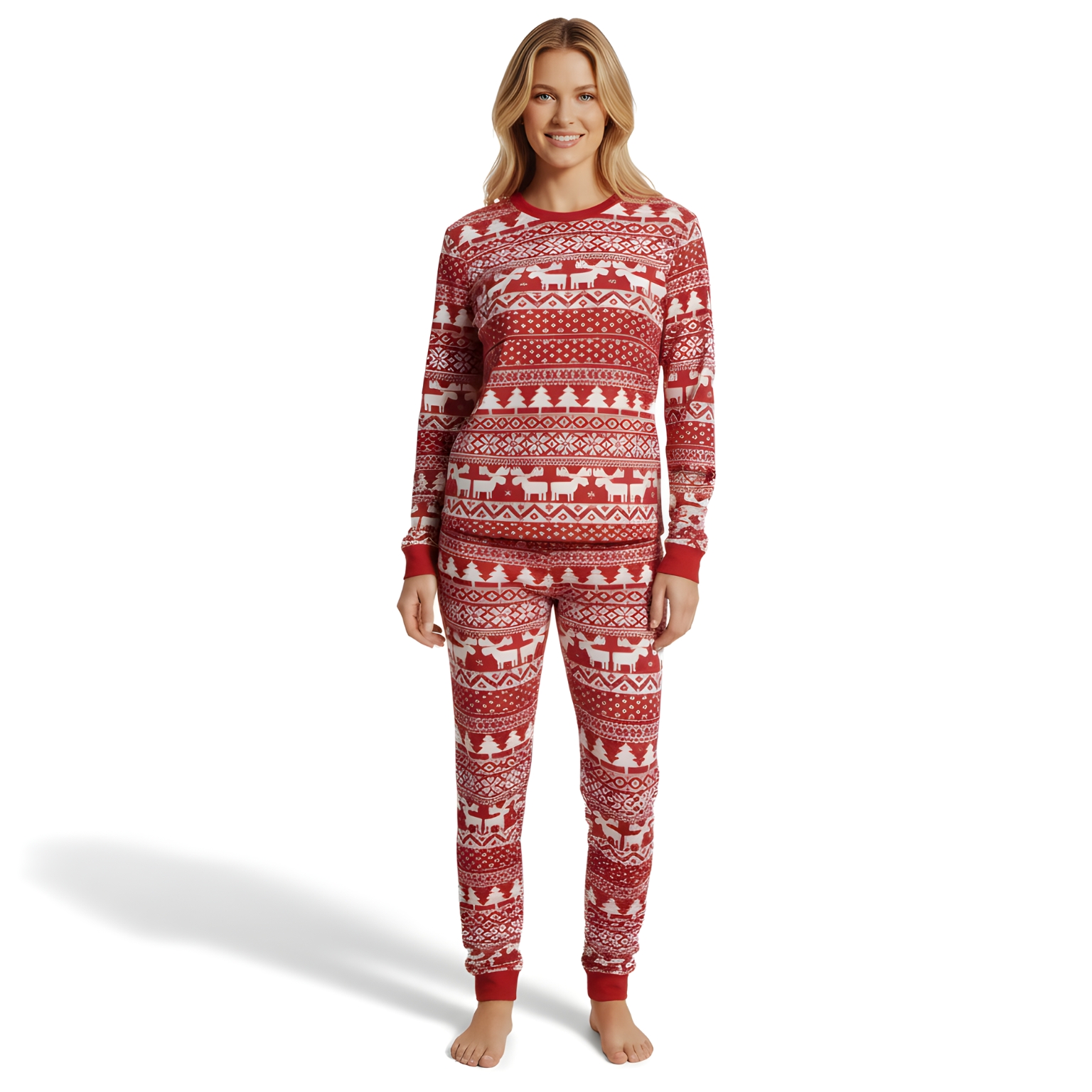 Festive Snowflake Printed Family Matching Christmas Pajama Set