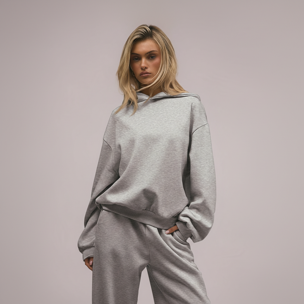 Two Piece Oversized Hoodie And Loose Fit Sweatpants Set With Pockets For WomenTwo Piece Oversized Hoodie And Loose Fit Sweatpants Set With Pockets For Women - Image 5