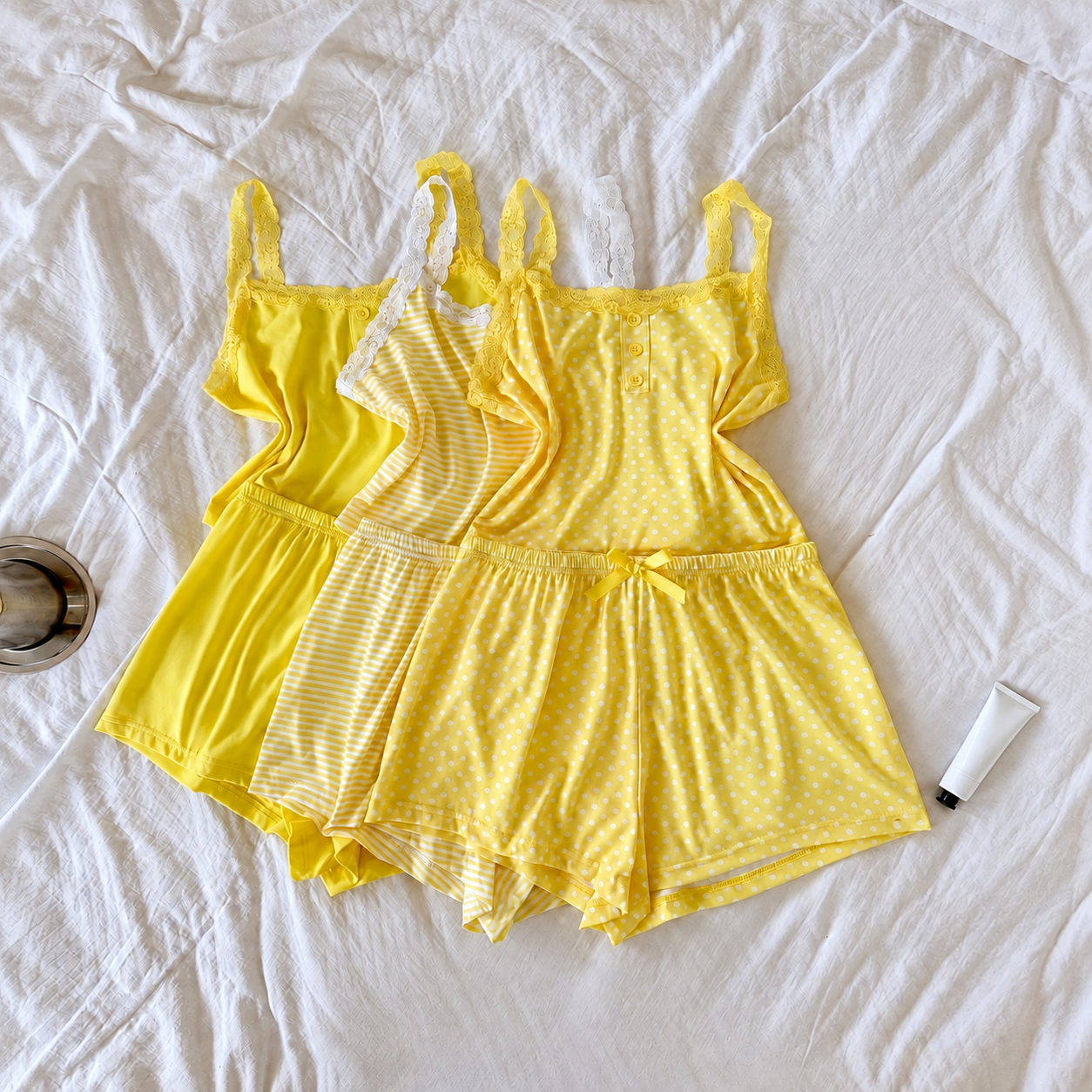 6 Pieces Floral Lace Camisole Pajama Set For Women