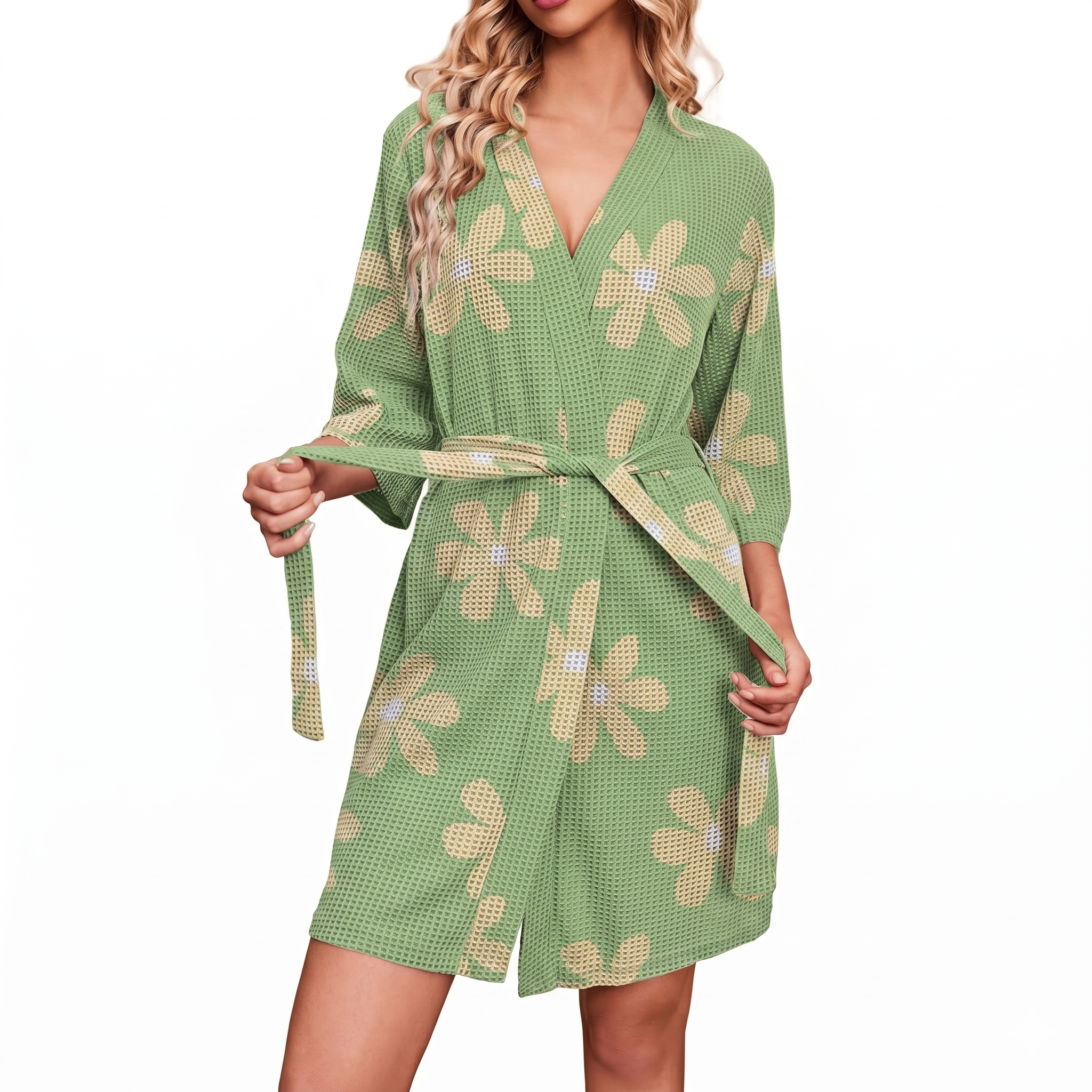 Lightweight Wrap Bathrobe With Adjustable Tie Belt Closure