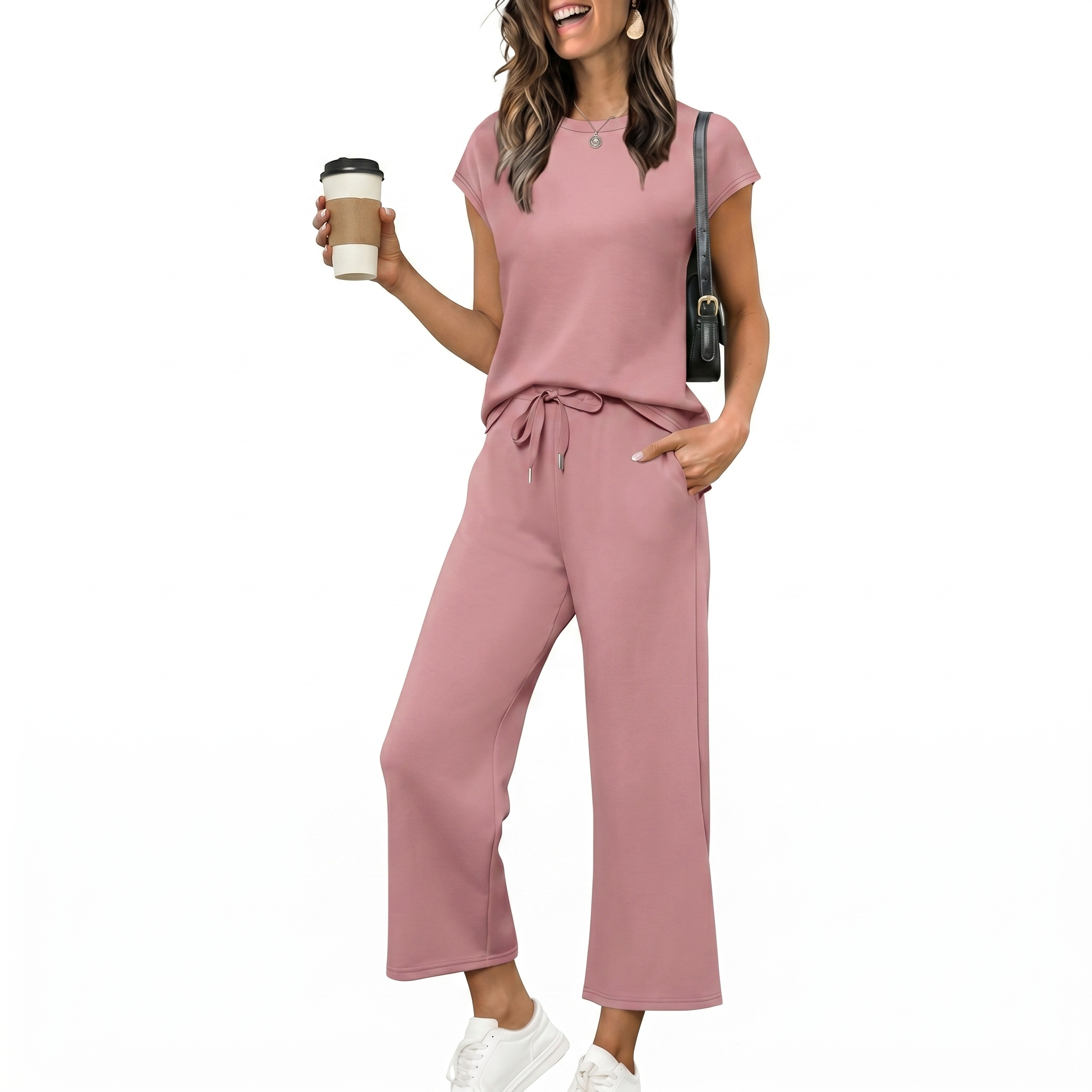 Summer Cap Sleeve Two Piece Lounge Set For Women