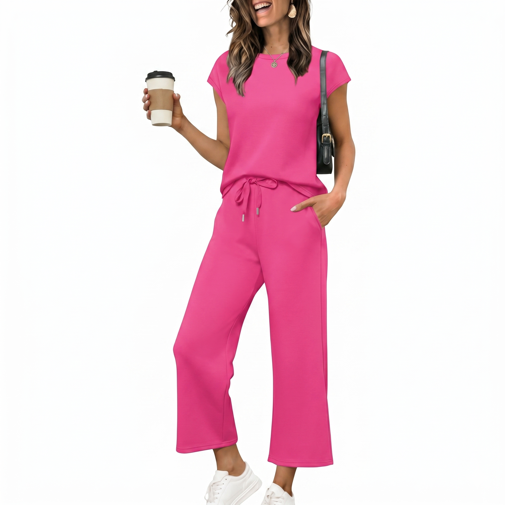 Summer Cap Sleeve Two Piece Lounge Set For Women