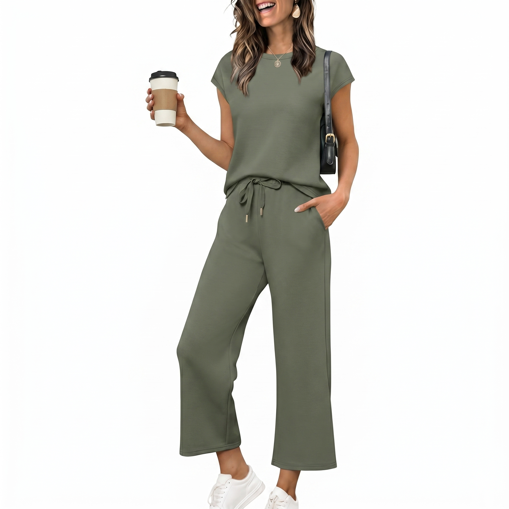 Summer Cap Sleeve Two Piece Lounge Set For Women