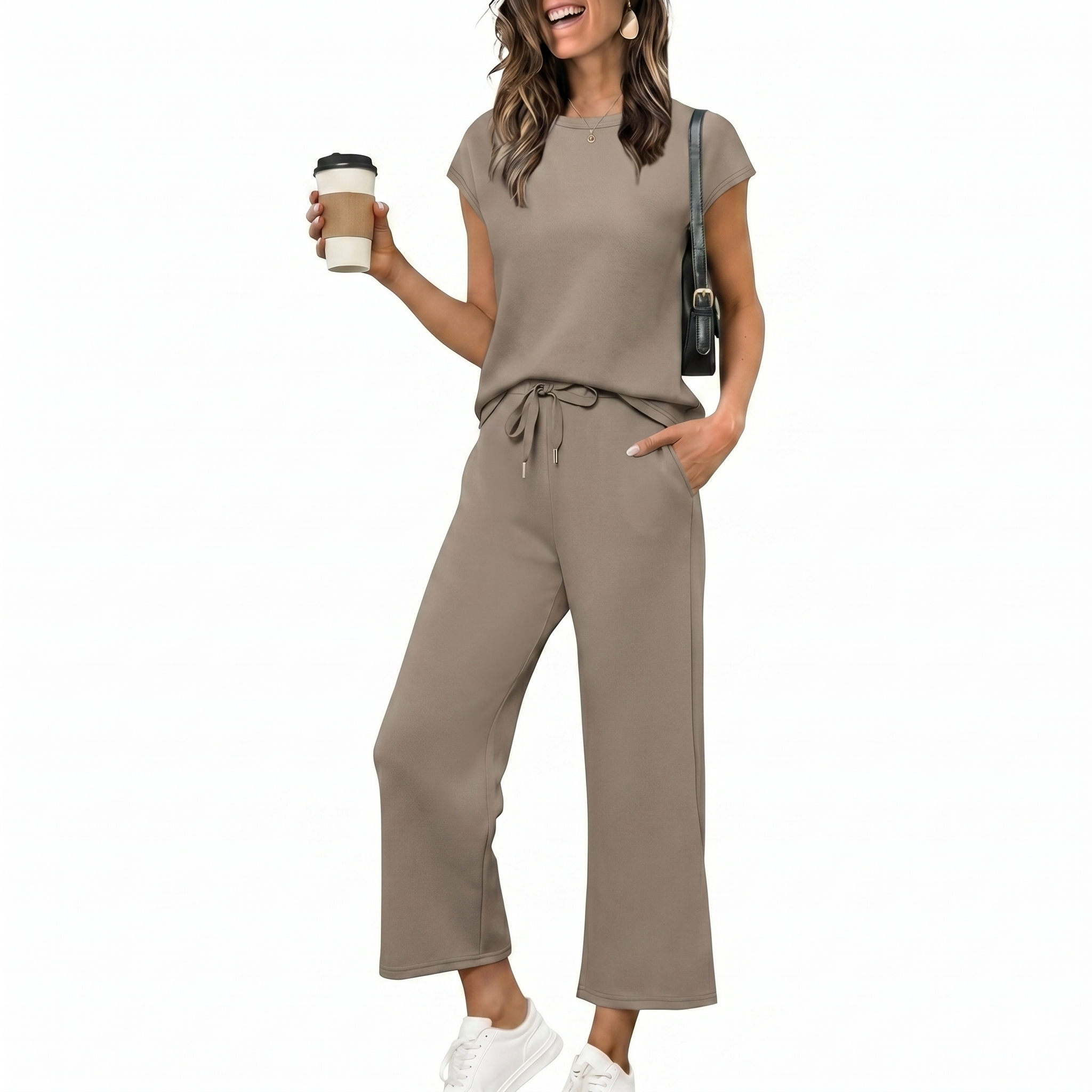 Summer Cap Sleeve Two Piece Lounge Set For Women
