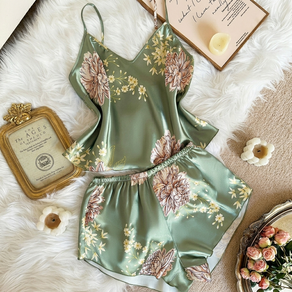 2 Pieces Printed Camisole & Shorts Set For Women