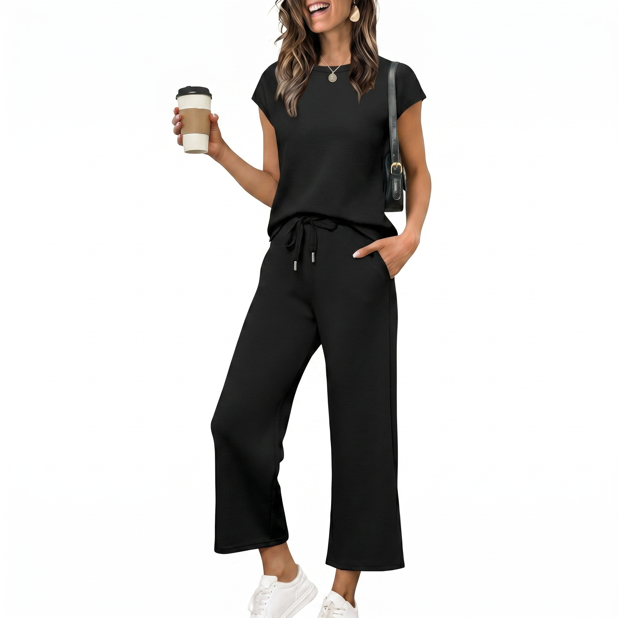 Summer Cap Sleeve Two Piece Lounge Set For Women