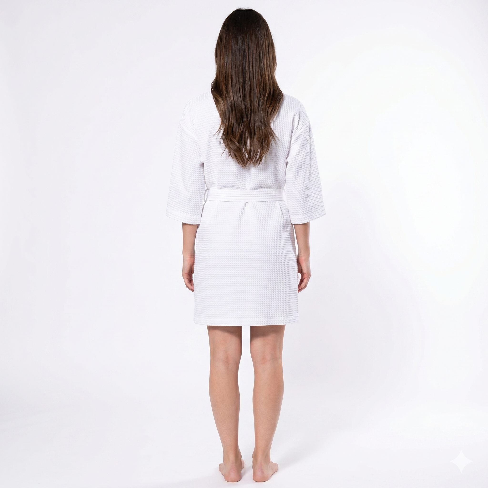 Lightweight Short Kimono Bathrobe With Tie Belt Closure