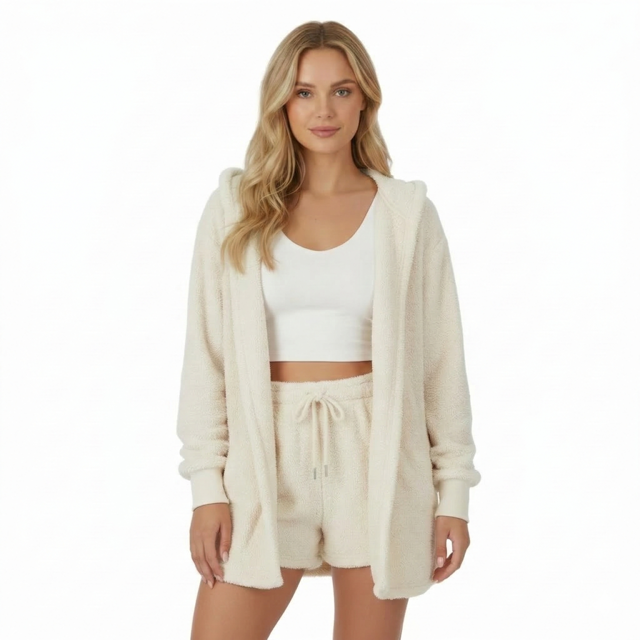3 Piece Cozy Knit Lounge Set With Hooded Jacket