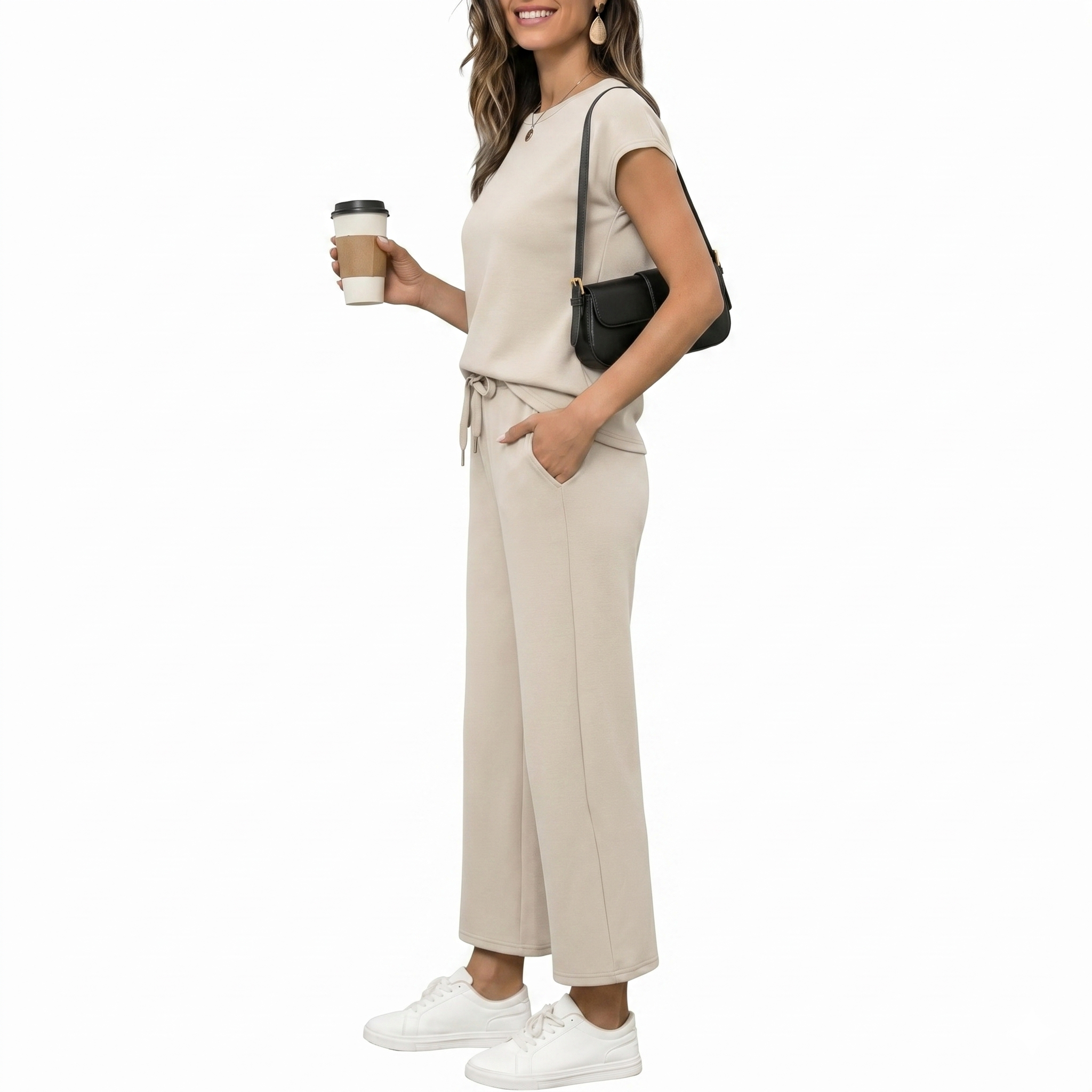 Summer Cap Sleeve Two Piece Lounge Set For Women