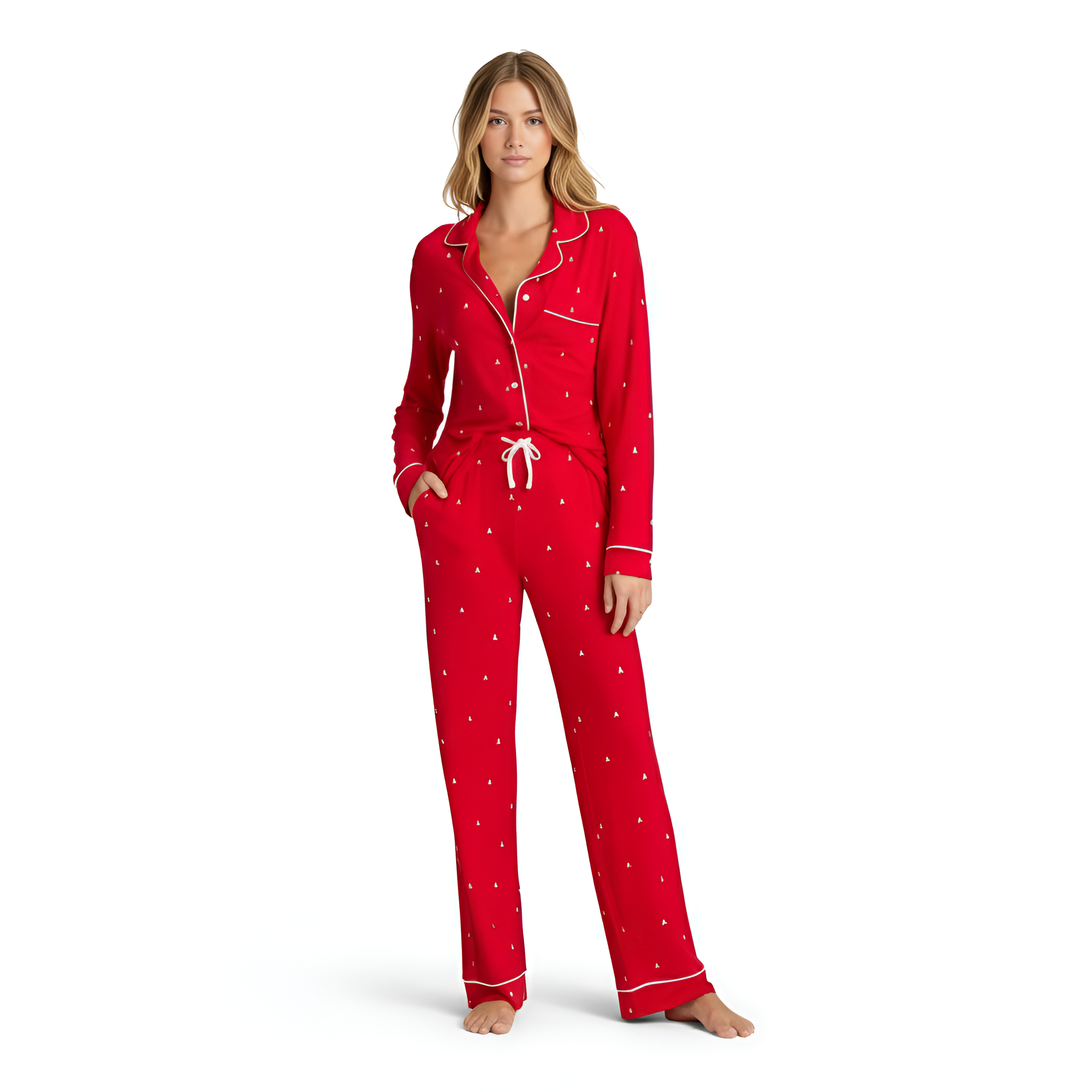 Knit Long Sleeve Pajama Set for Women