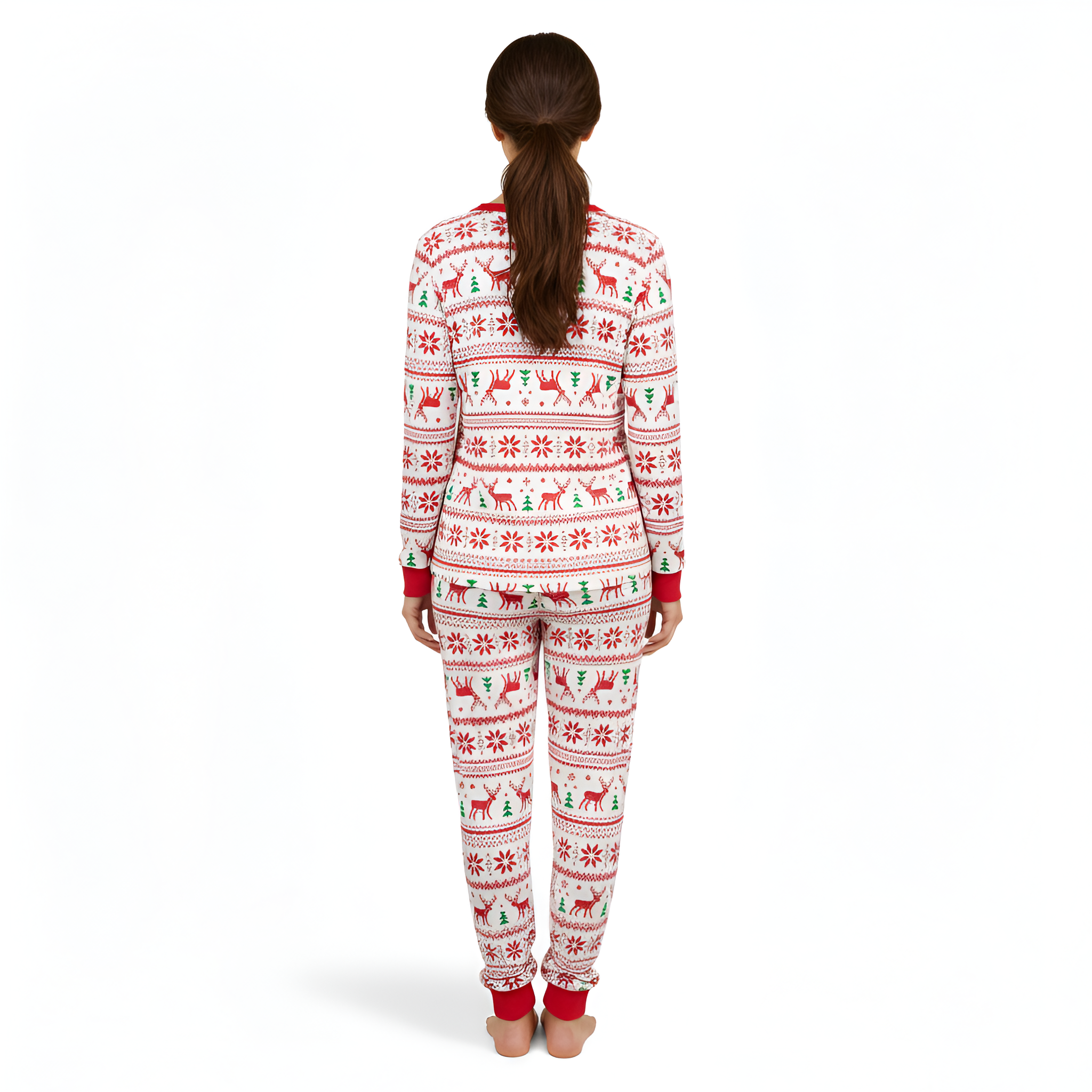 Reindeer And Snowflake Printed Cozy Family Matching Christmas Pajama Set