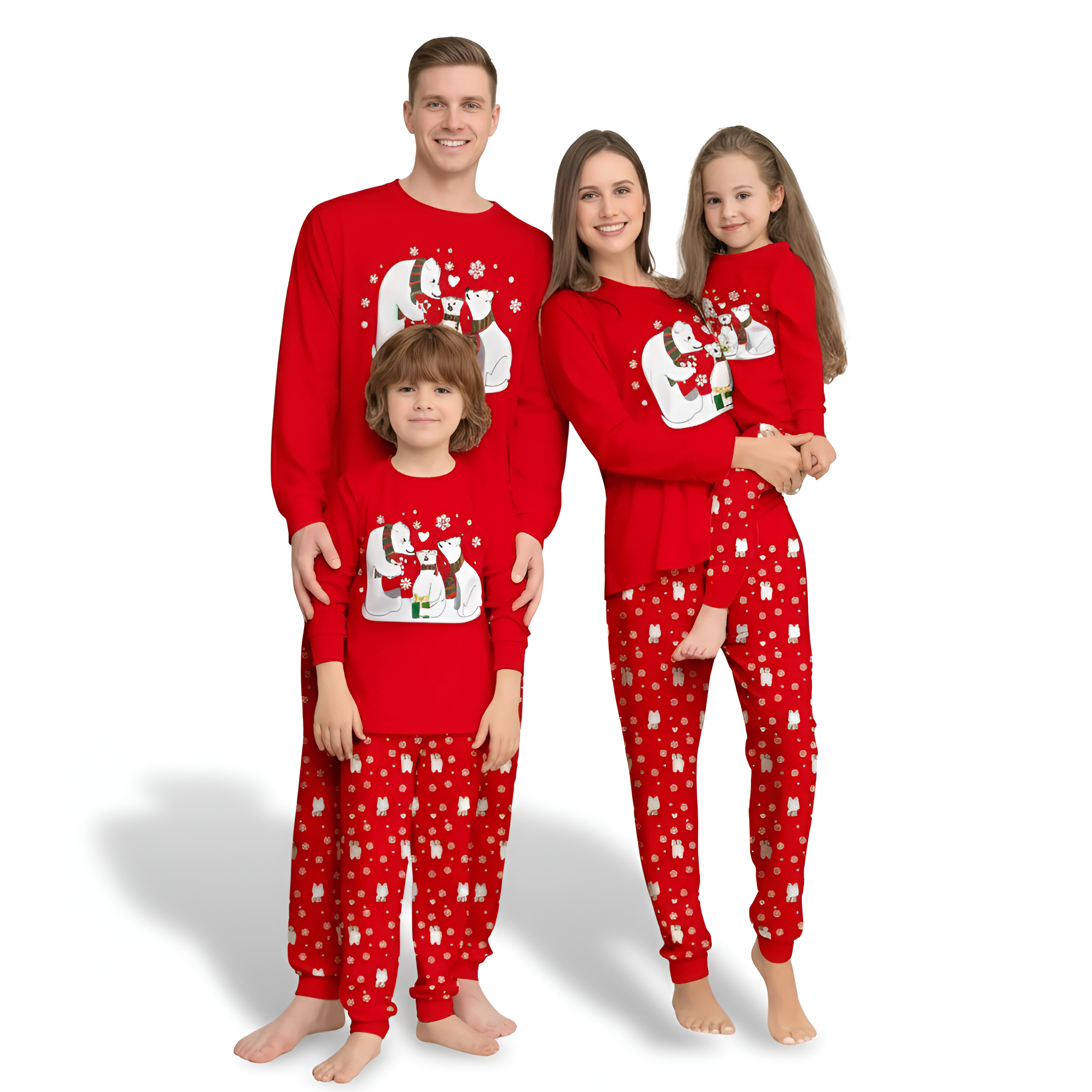 Polar Bear And Snowflake Printed Cozy Family Matching Christmas Pajama Set