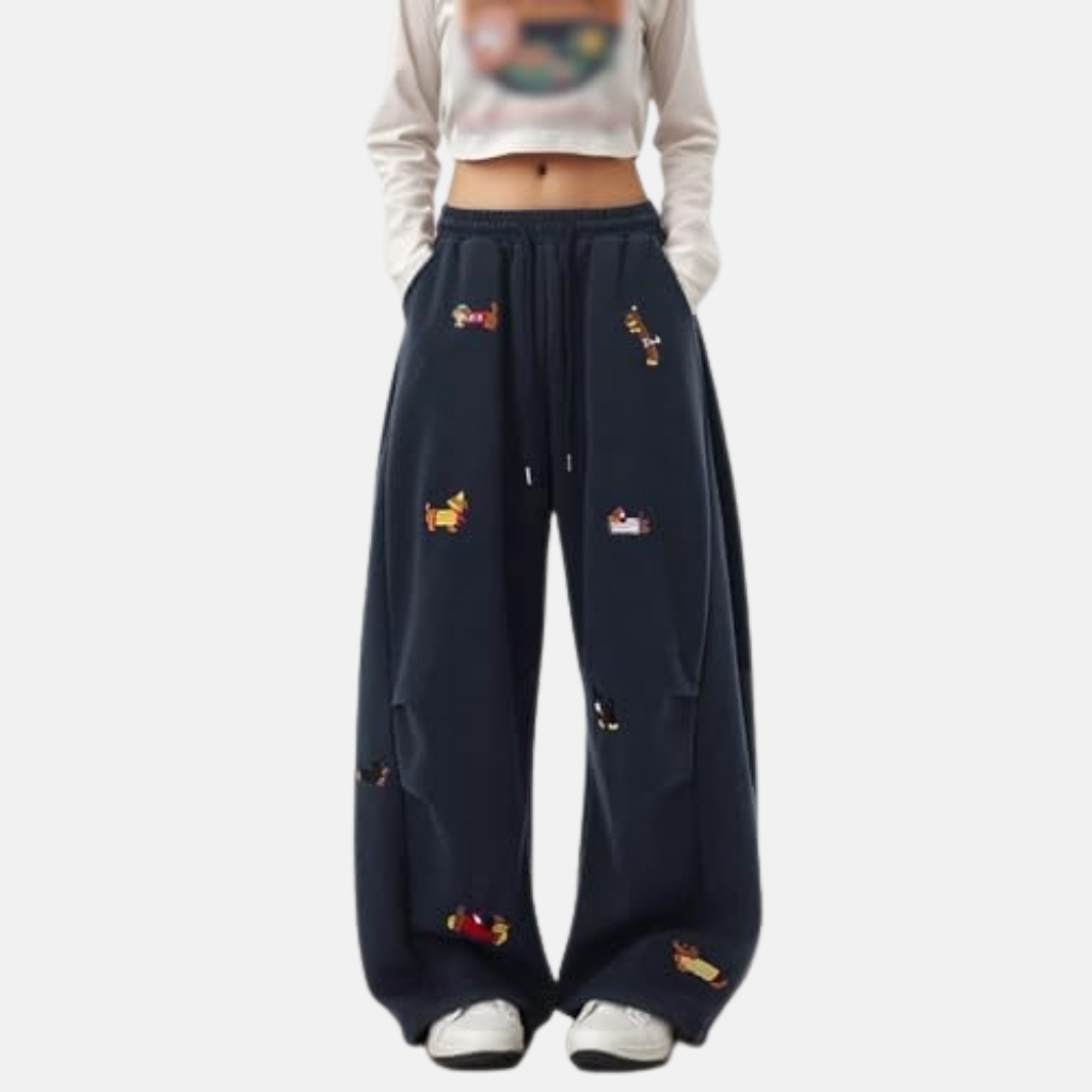 Graphic Print Leisure Wide Fit Trousers