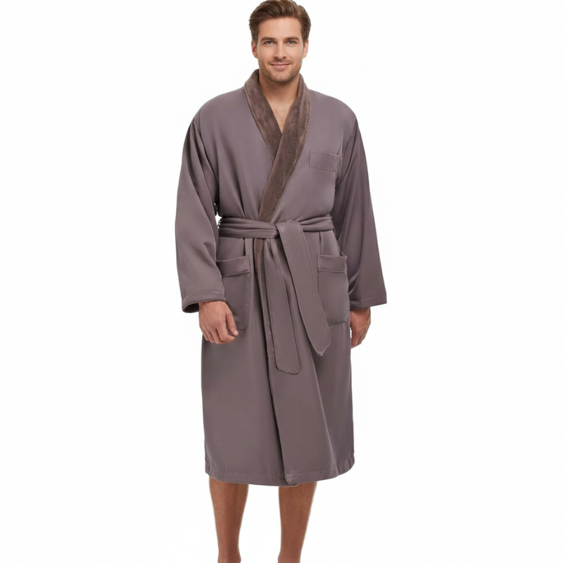 Plush Lined Microfiber Bathrobe With Pockets For Women