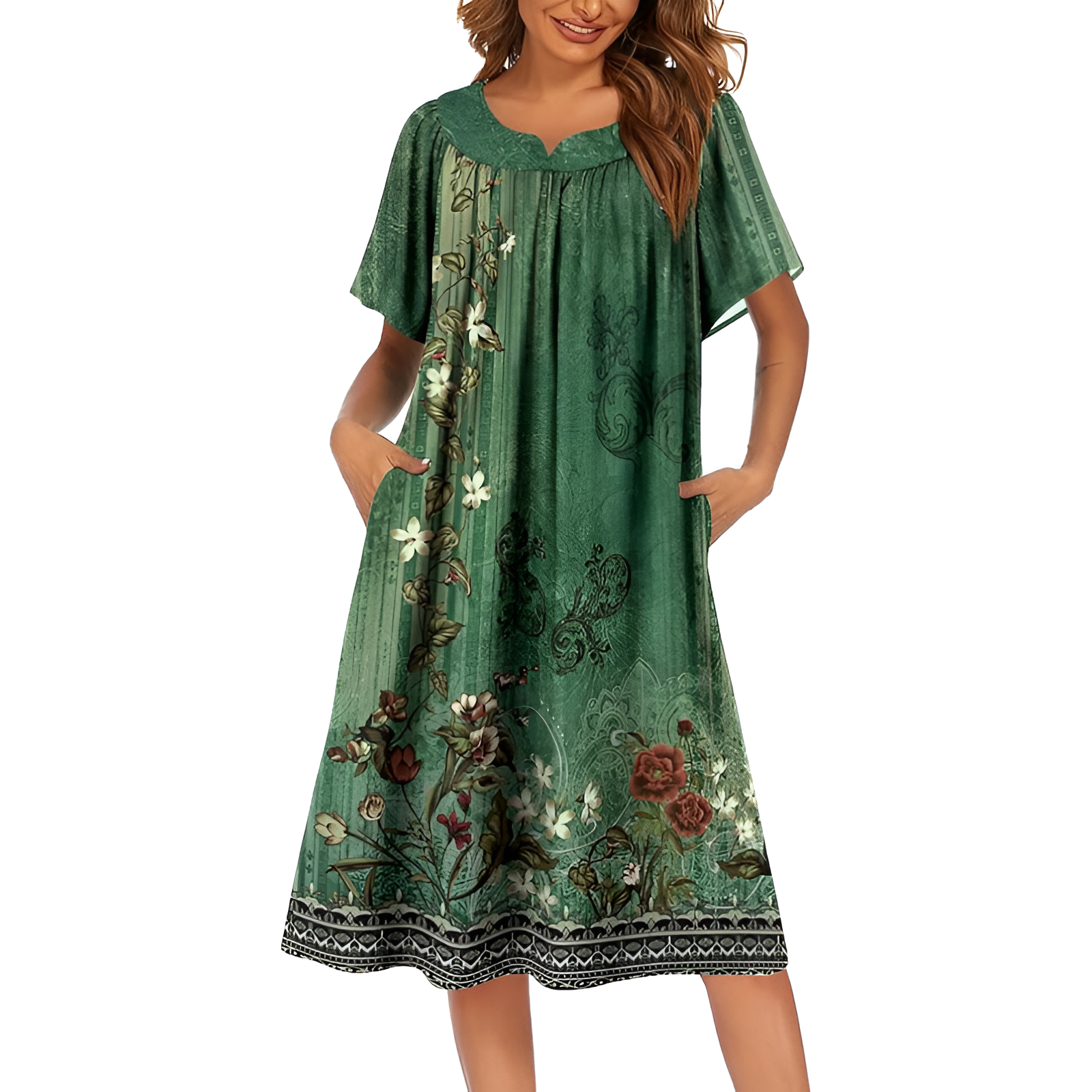 Floral Print Short Sleeve Nightgown For Women