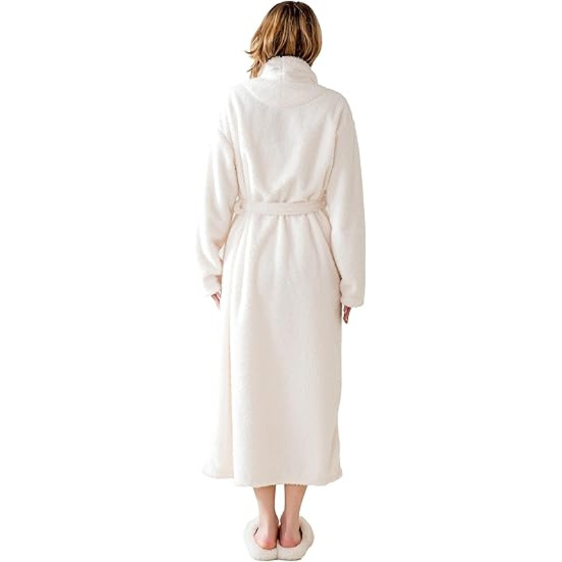 Fleece Shawl Collar Design Bathrobe For Women