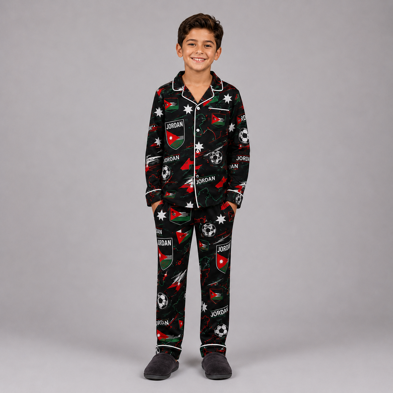 World Cup 2026 Jordan Football Themed All Over Printed Matching Pajama Set
