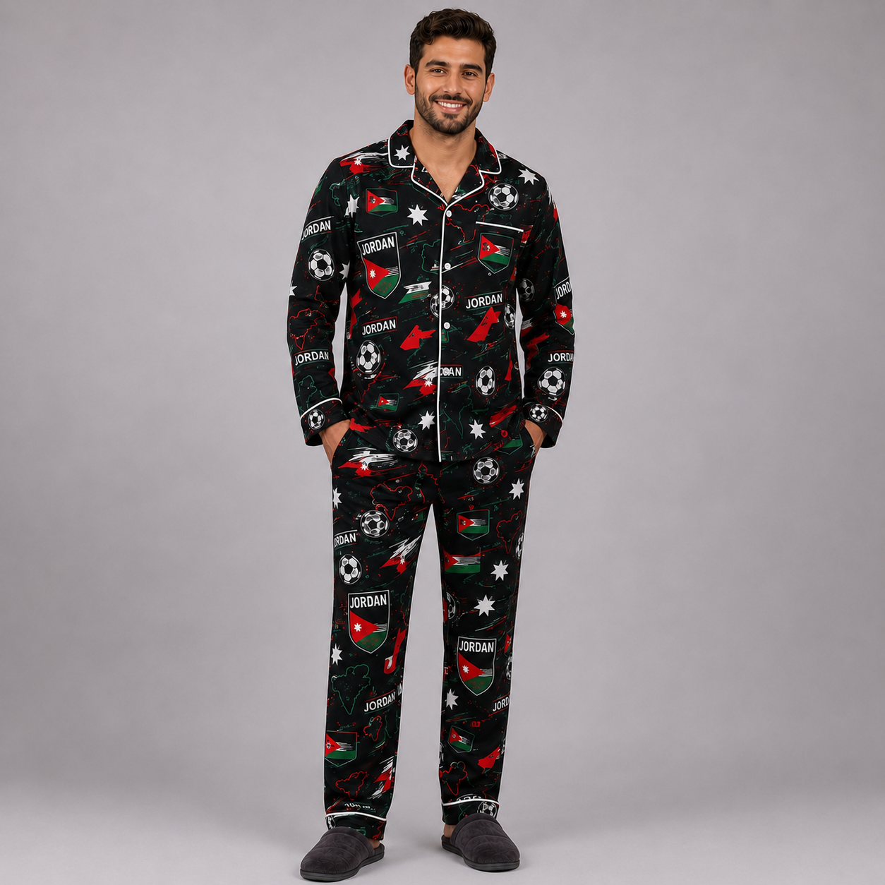 World Cup 2026 Jordan Football Themed All Over Printed Matching Pajama Set