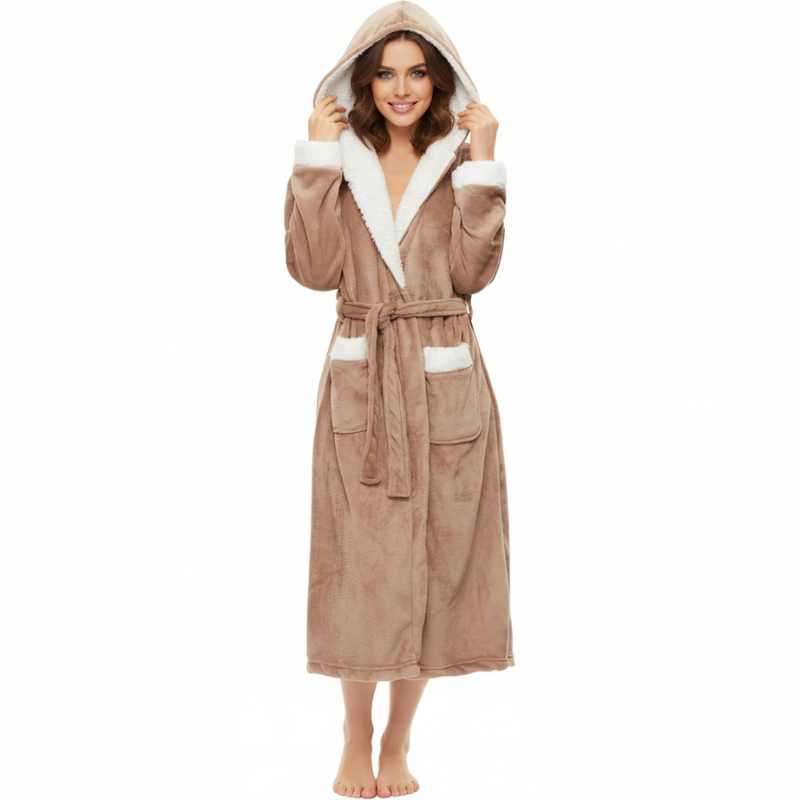 Cozy Hooded Bathrobe For Women