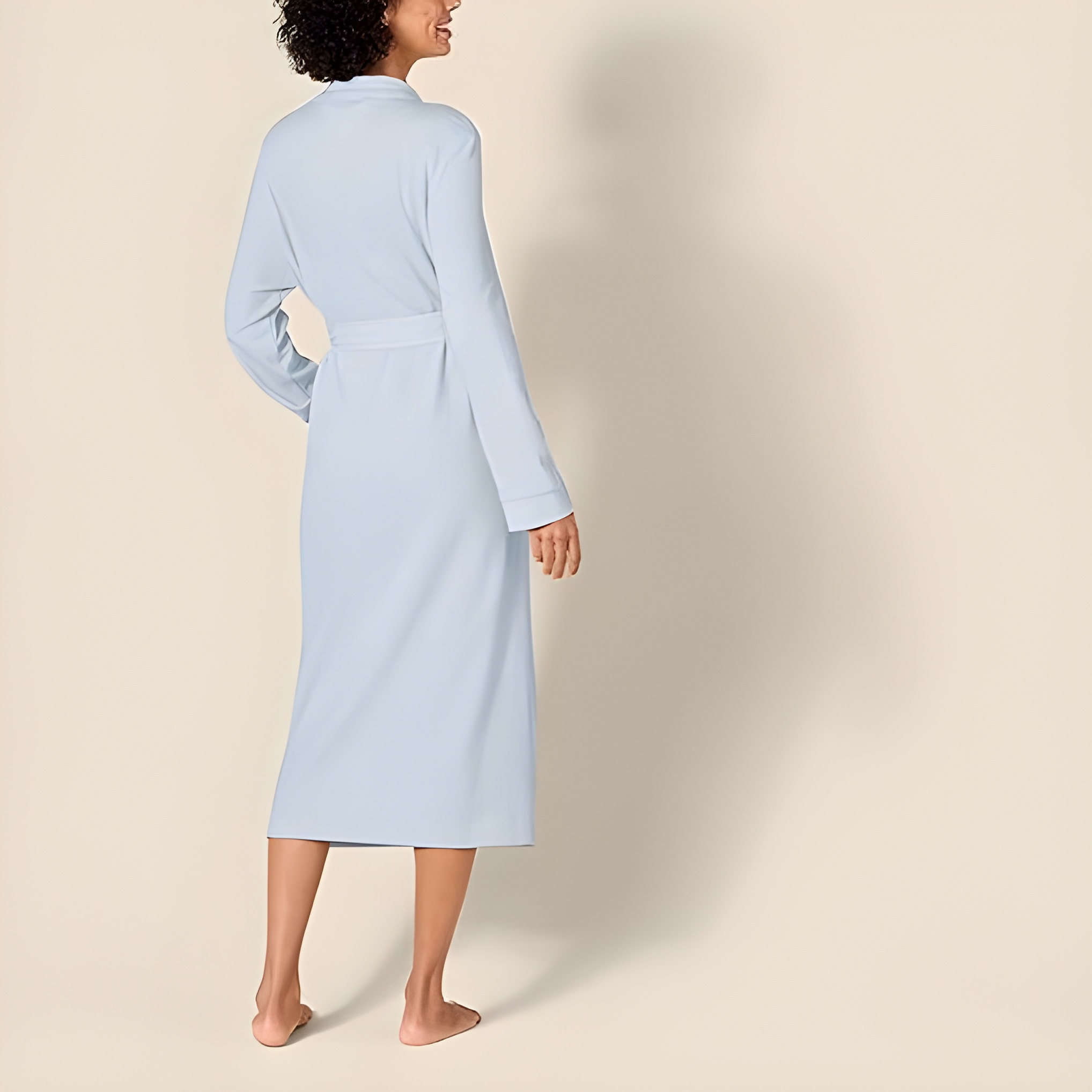 Lightweight Waffle Knit Full Length Bathrobe Home Wear For Women