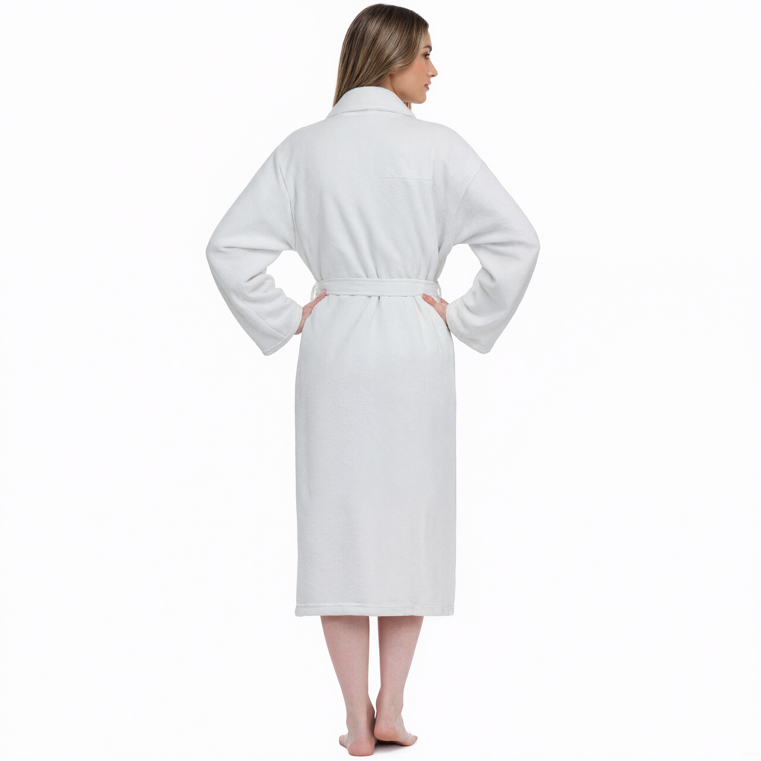 Soft Plush Fleece Long Bathrobe For Women Home Wear