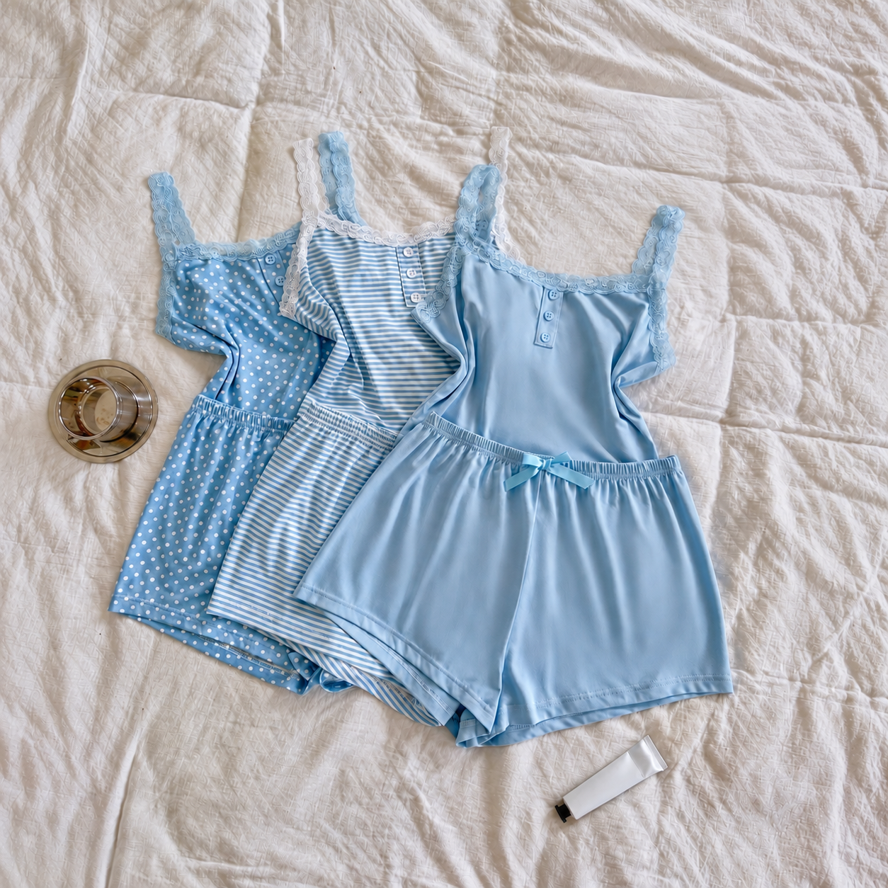 6 Pieces Floral Lace Camisole Pajama Set For Women