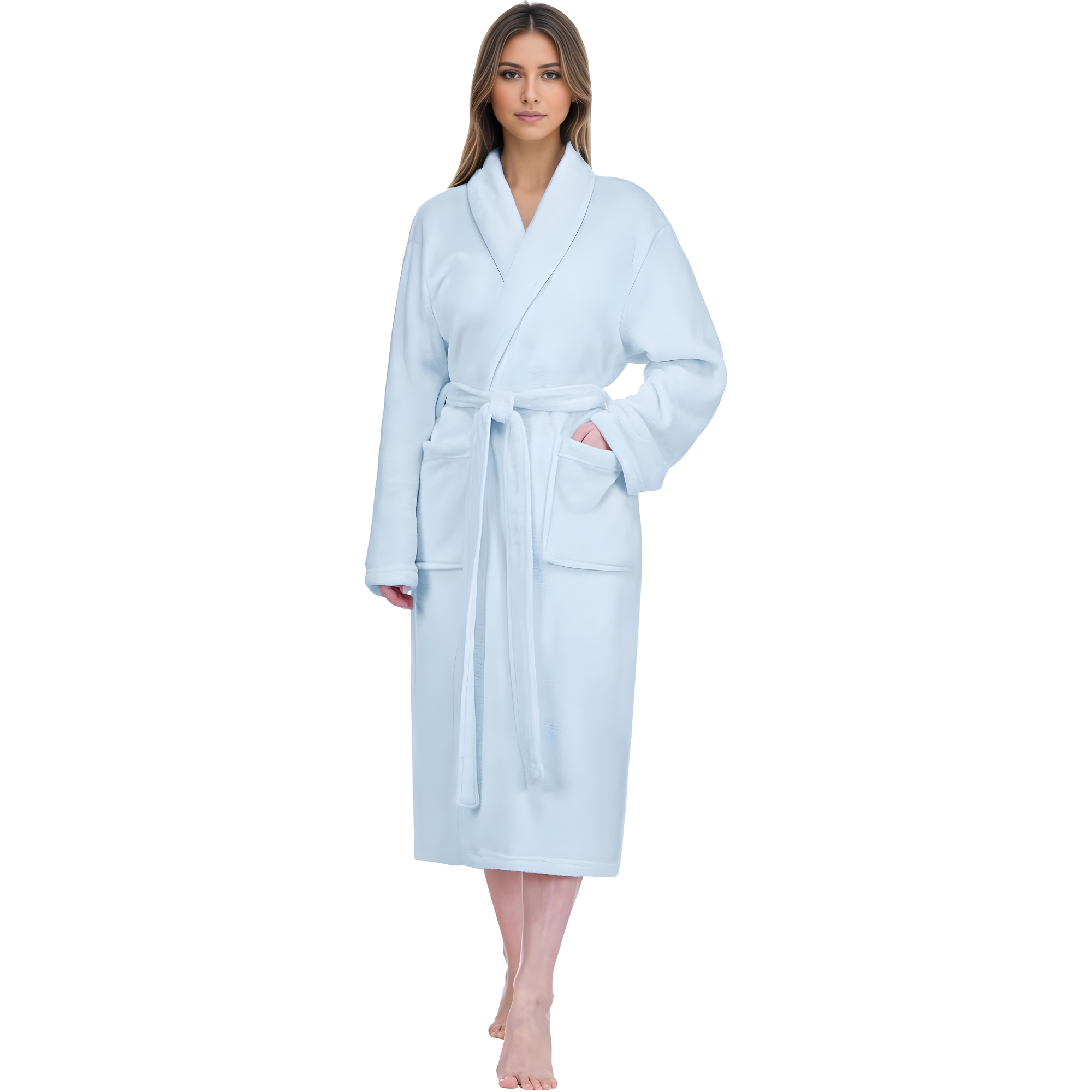Soft Plush Fleece Long Bathrobe For Women Home Wear