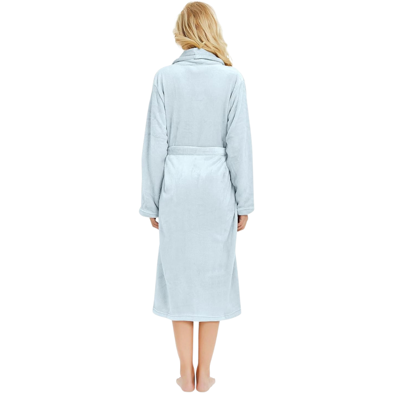 Warm Plush Fleece Kimono Style Long Bathrobe