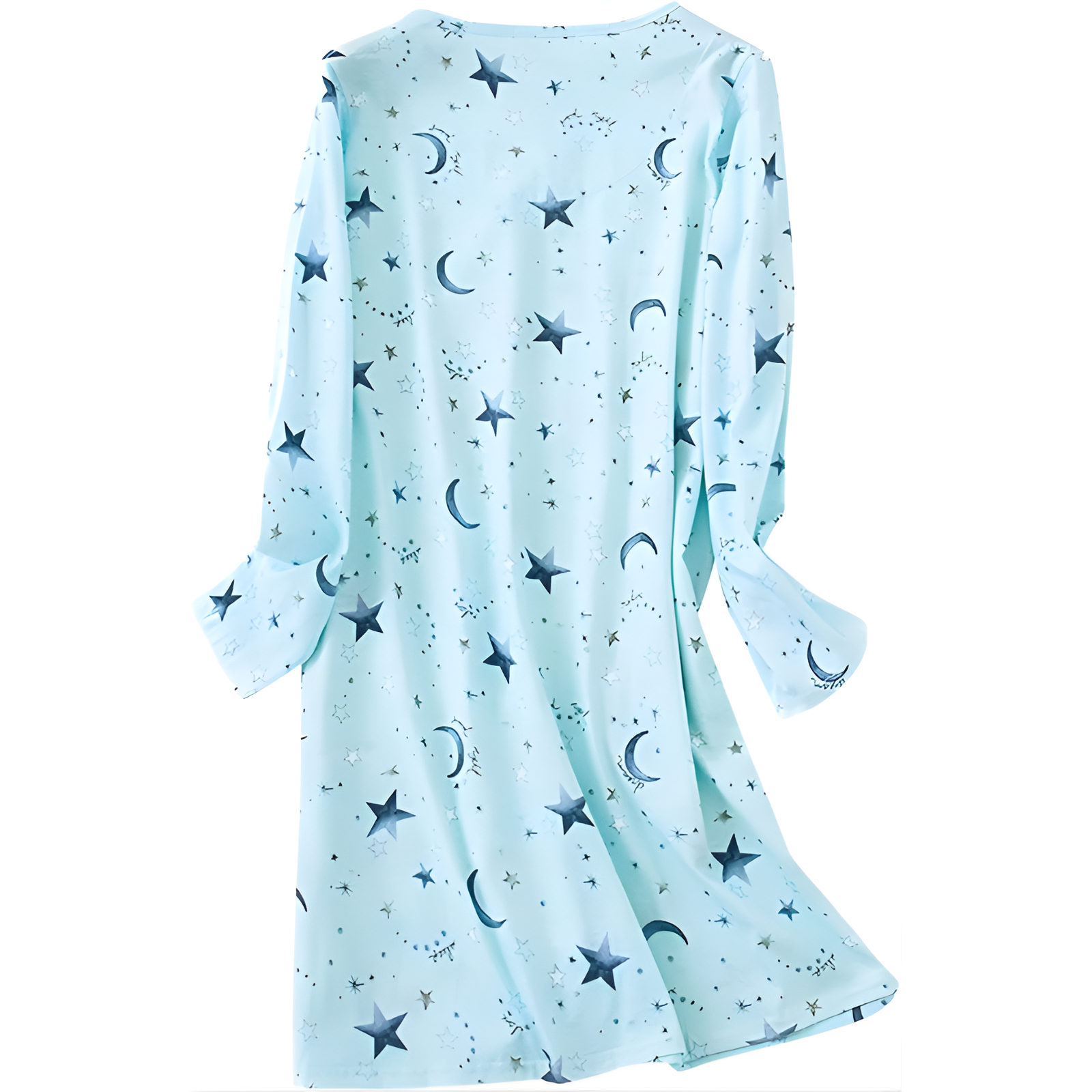 Printed Long Sleeve Nightgown House Dress For Women