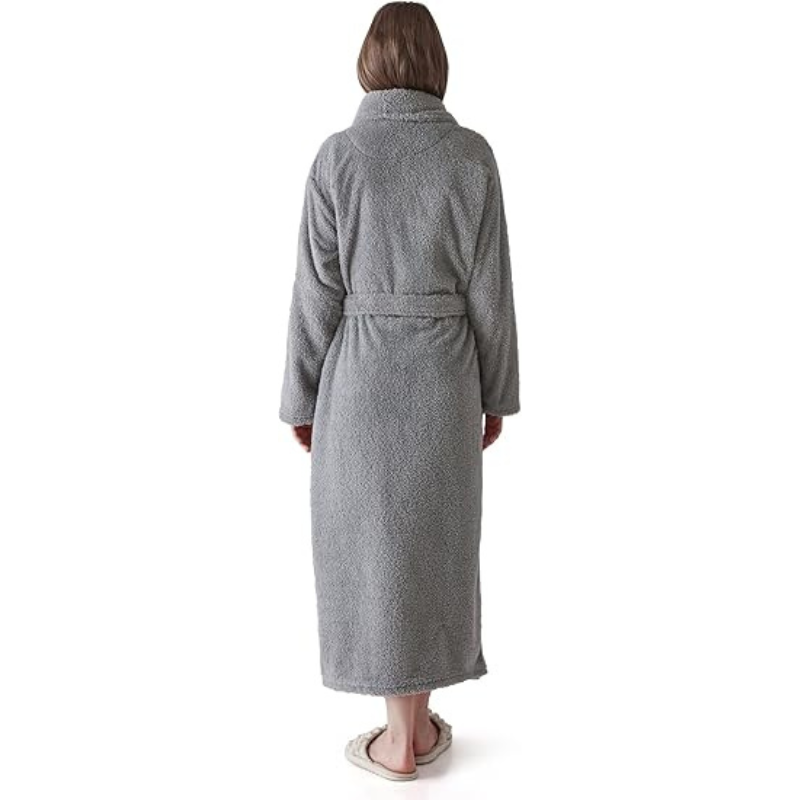 Fleece Shawl Collar Design Bathrobe For Women