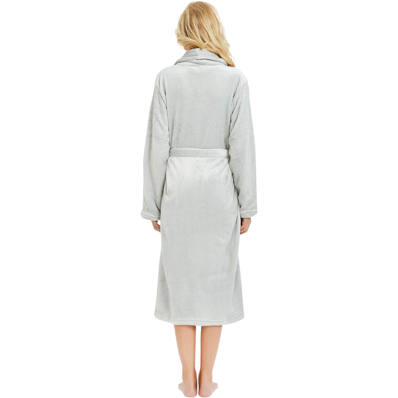 Warm Plush Fleece Kimono Style Long Bathrobe