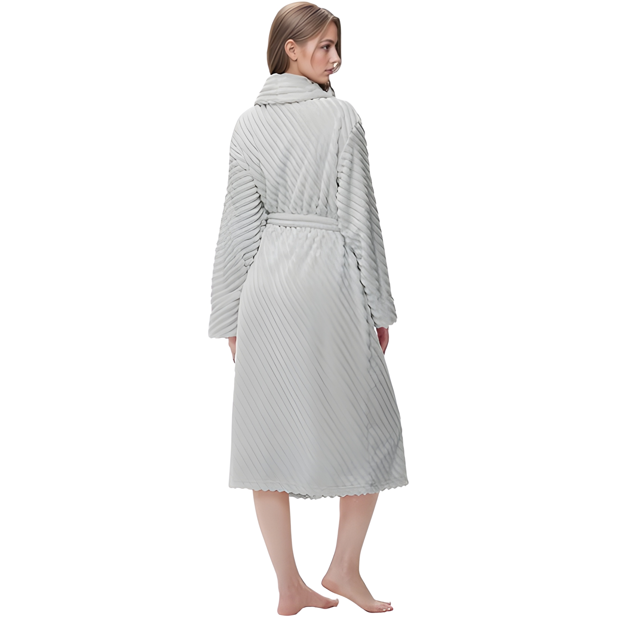 Soft Plush Fleece Long Bathrobe For Women Home Lounge