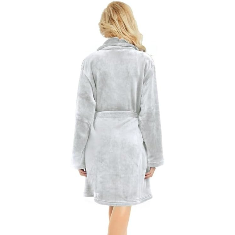 Soft Fleece Bathrobe With Pockets For Women