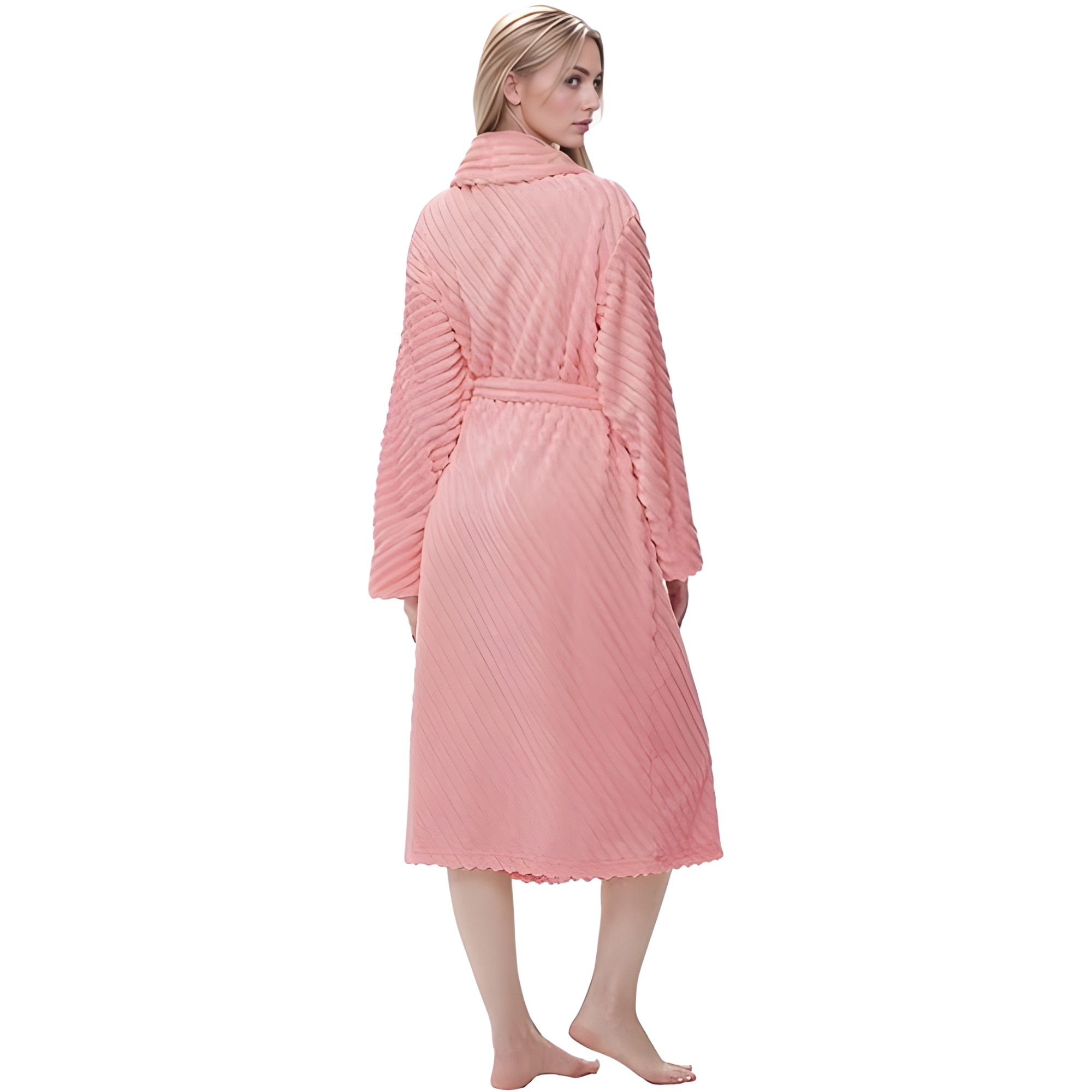 Soft Plush Fleece Long Bathrobe For Women Home Lounge
