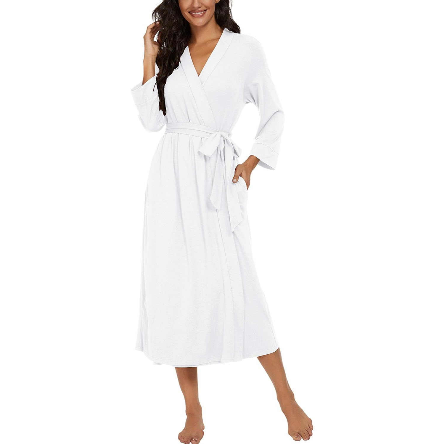 Lightweight  Long Lounge Robe With Pockets For Women