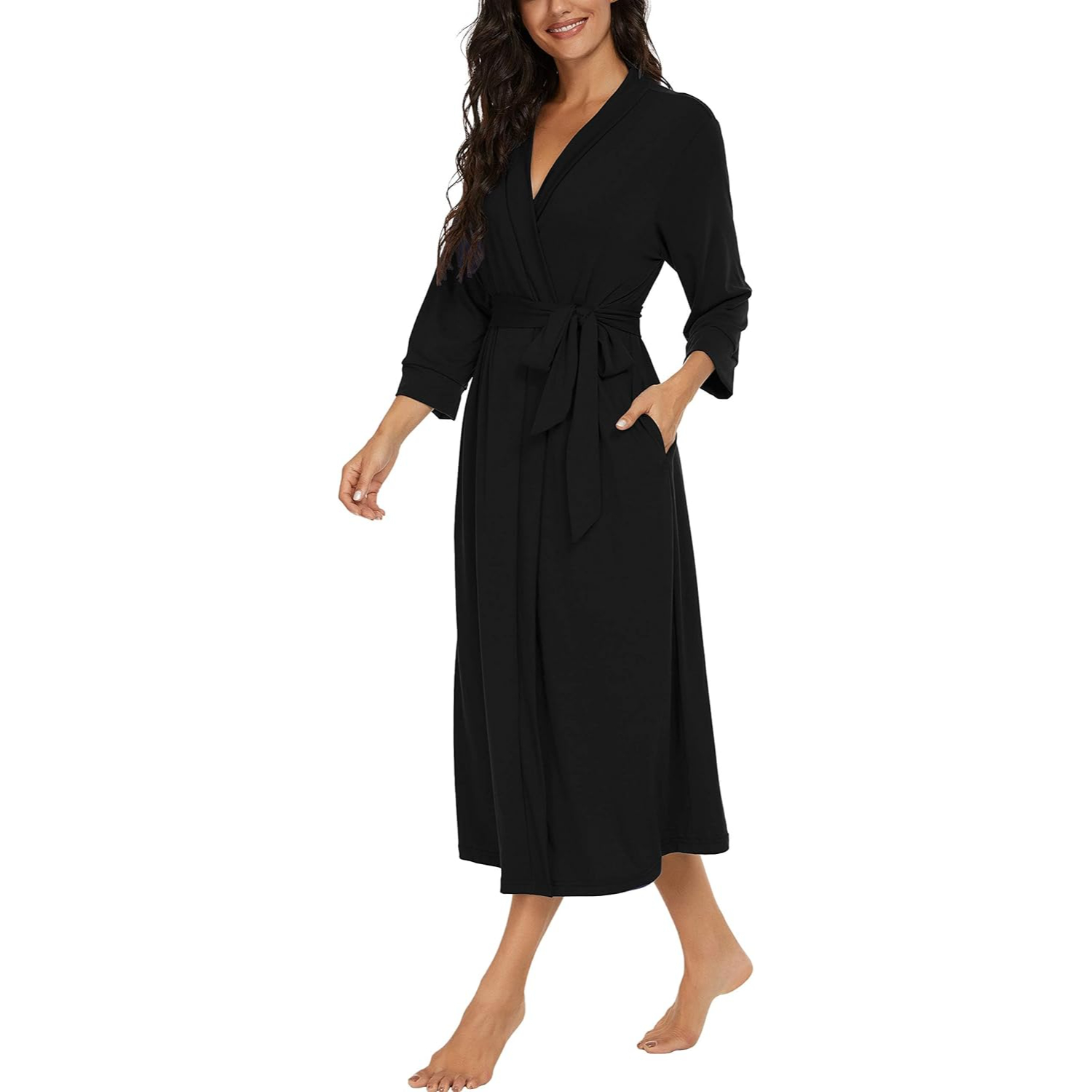 Lightweight  Long Lounge Robe With Pockets For Women