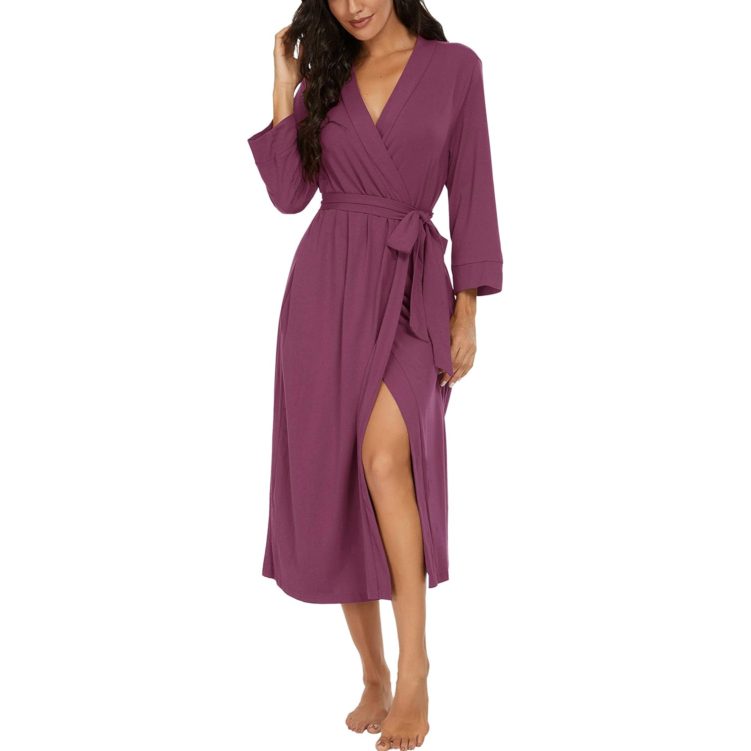 Lightweight  Long Lounge Robe With Pockets For Women